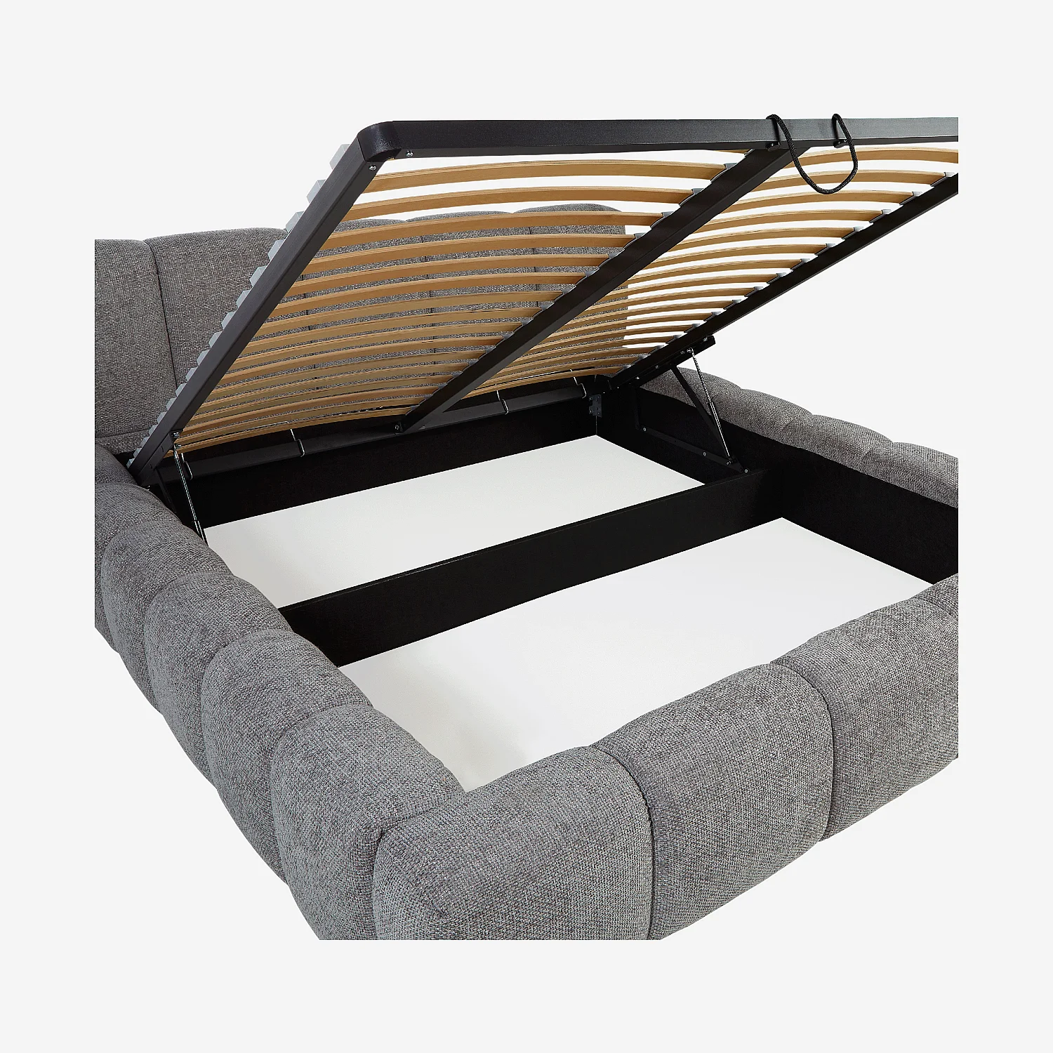 Lit coffre 160 x 200 cm en tissu chenille - Gris galet - 8