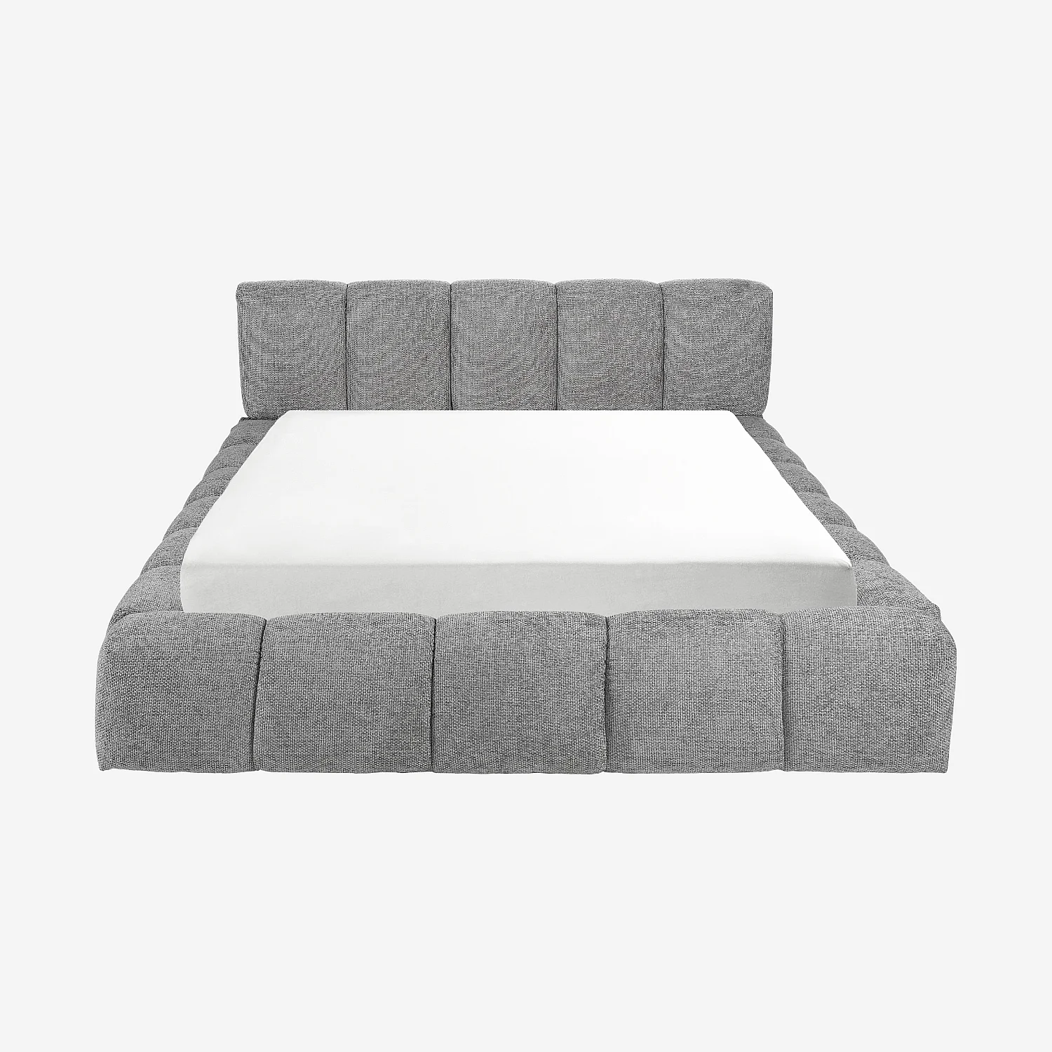 Lit coffre 160 x 200 cm en tissu chenille - Gris galet - 5