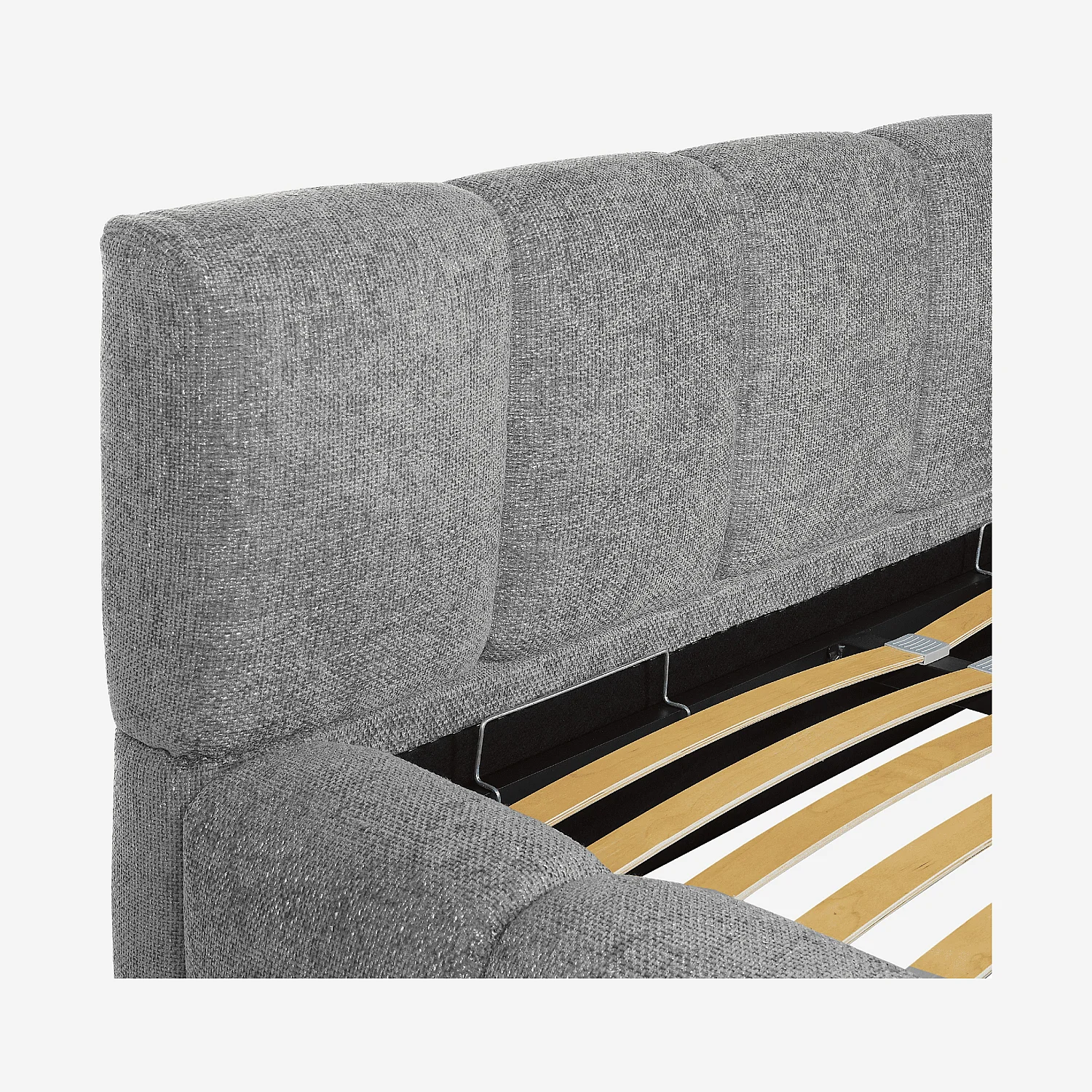 Lit coffre 160 x 200 cm en tissu chenille - Gris galet - 7