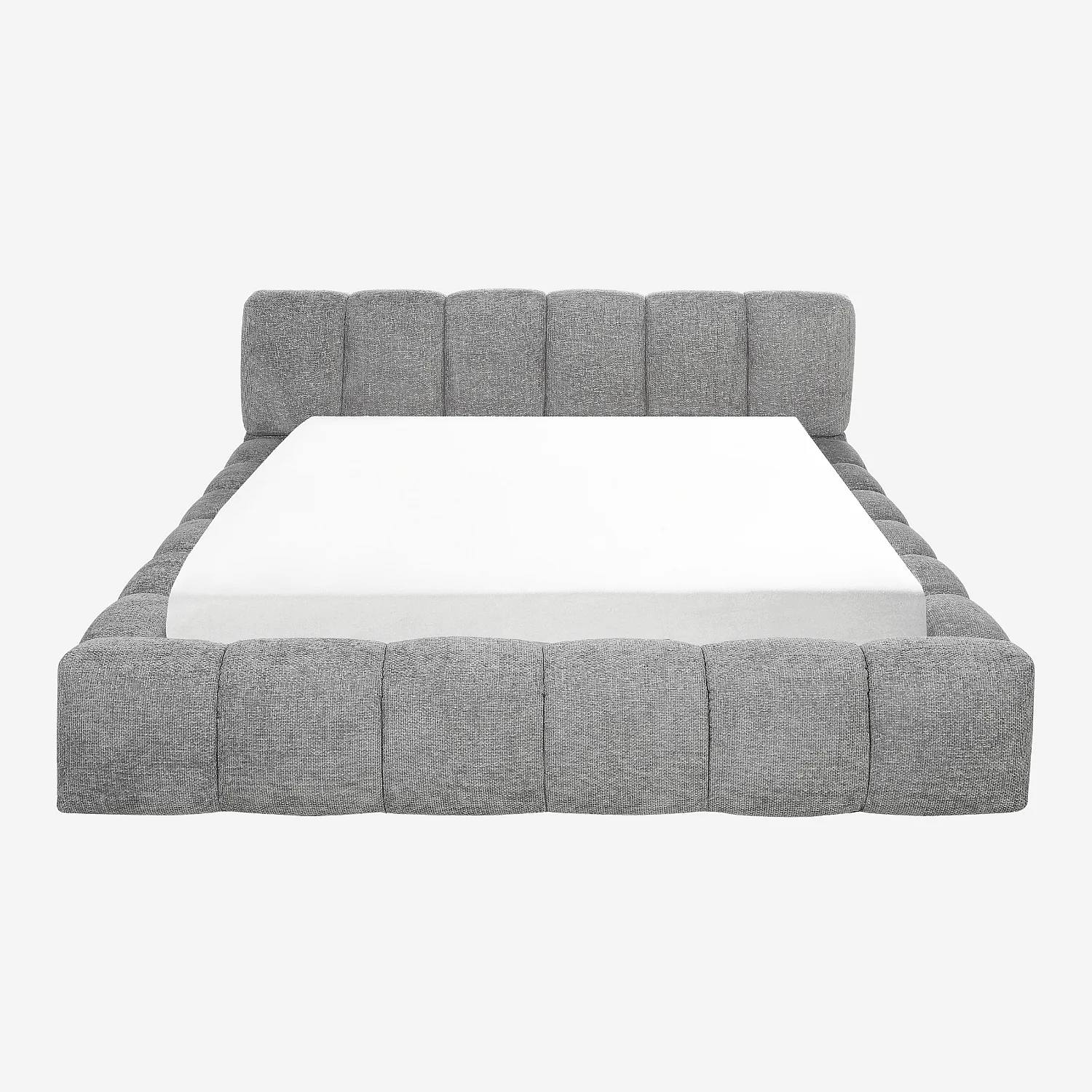 Lit coffre 180 x 200 cm en tissu chenille - Gris galet - 5