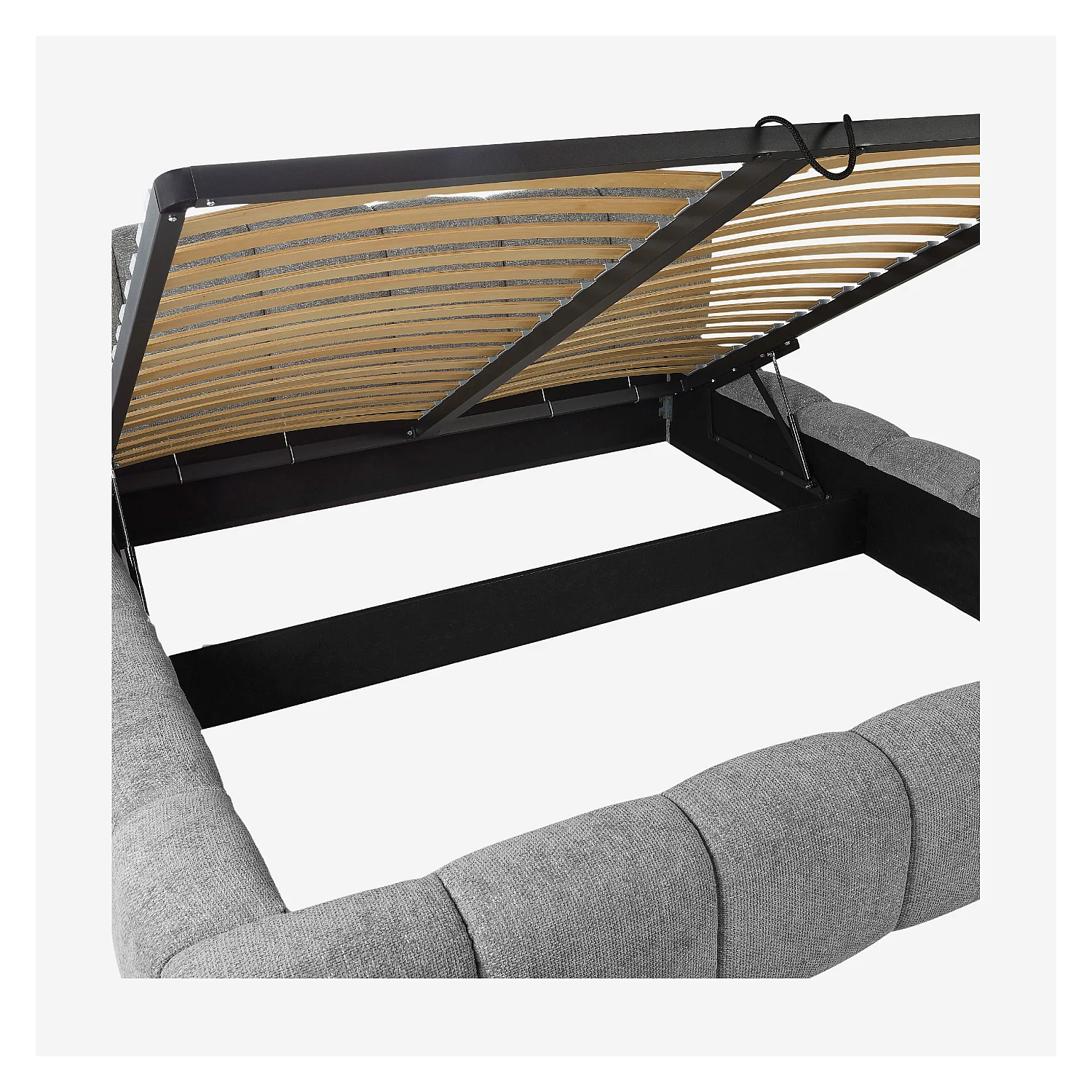 Lit coffre 180 x 200 cm en tissu chenille - Gris galet - 8