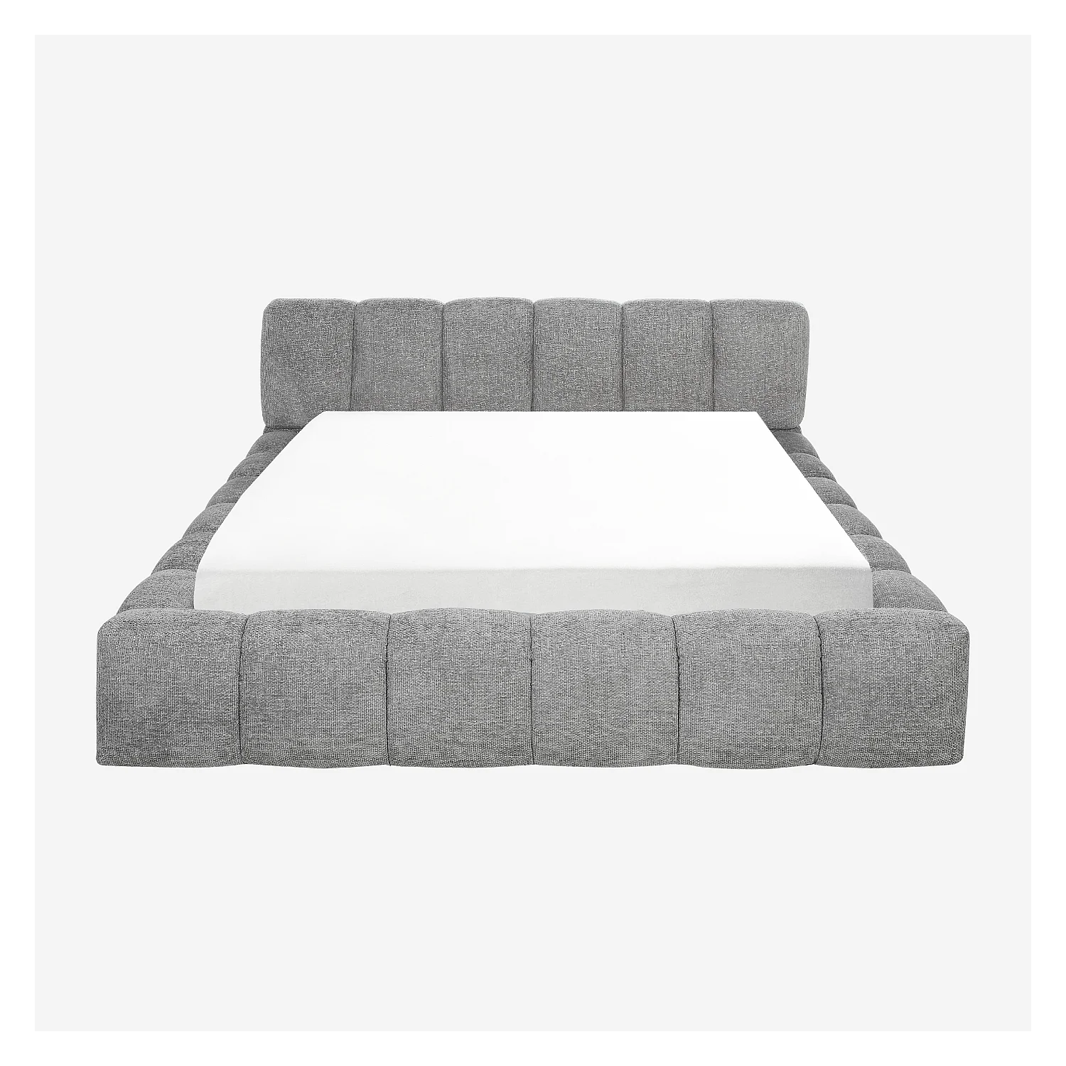 Lit coffre 180 x 200 cm en tissu chenille - Gris galet - 5