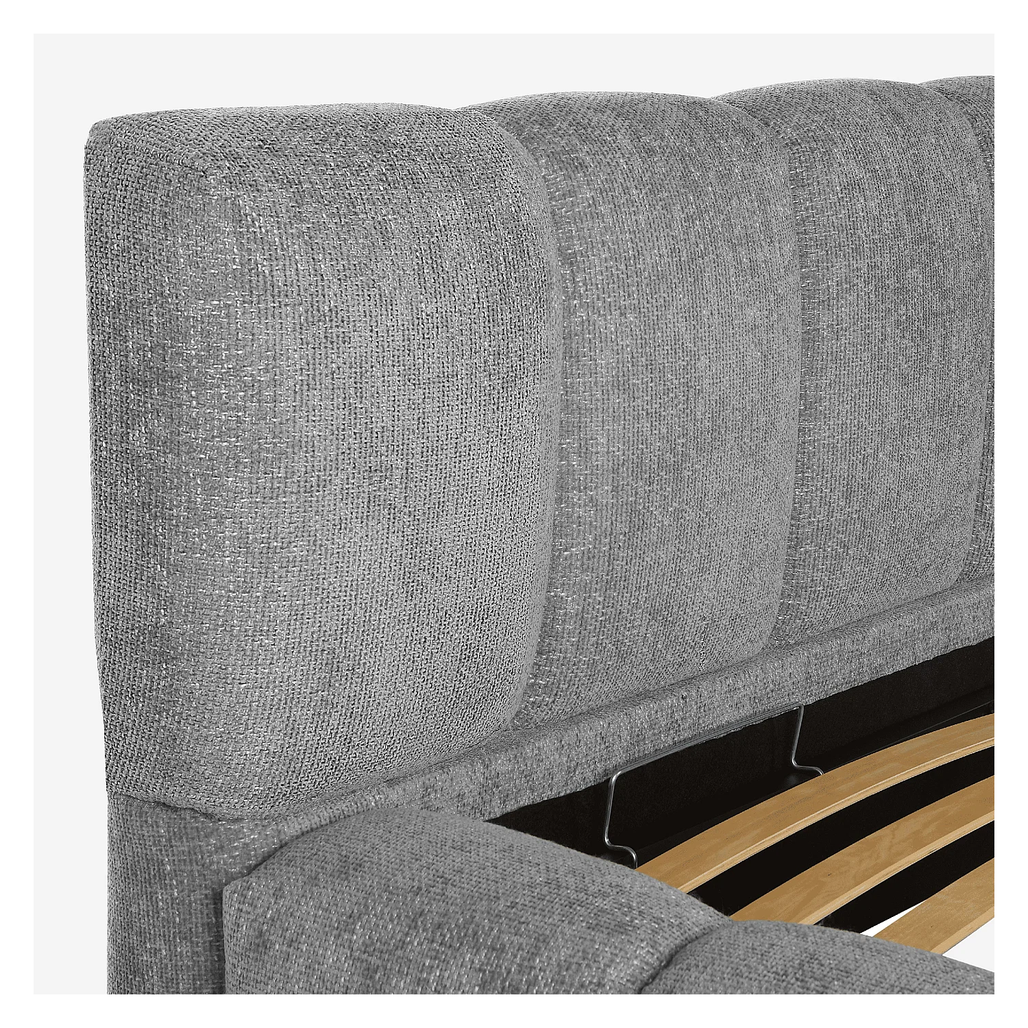 Lit coffre 180 x 200 cm en tissu chenille - Gris galet - 7