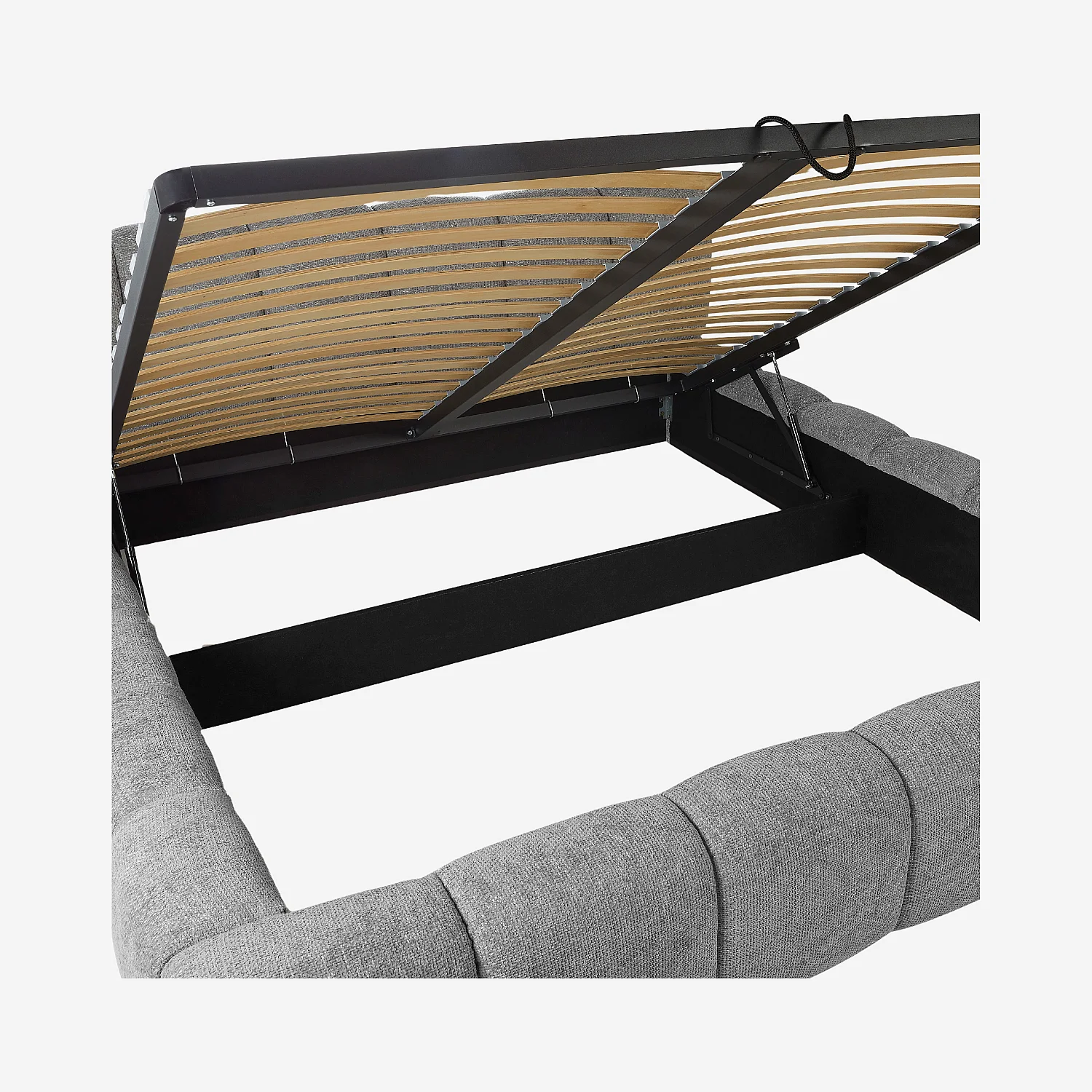 Lit coffre 180 x 200 cm en tissu chenille - Gris galet - 8