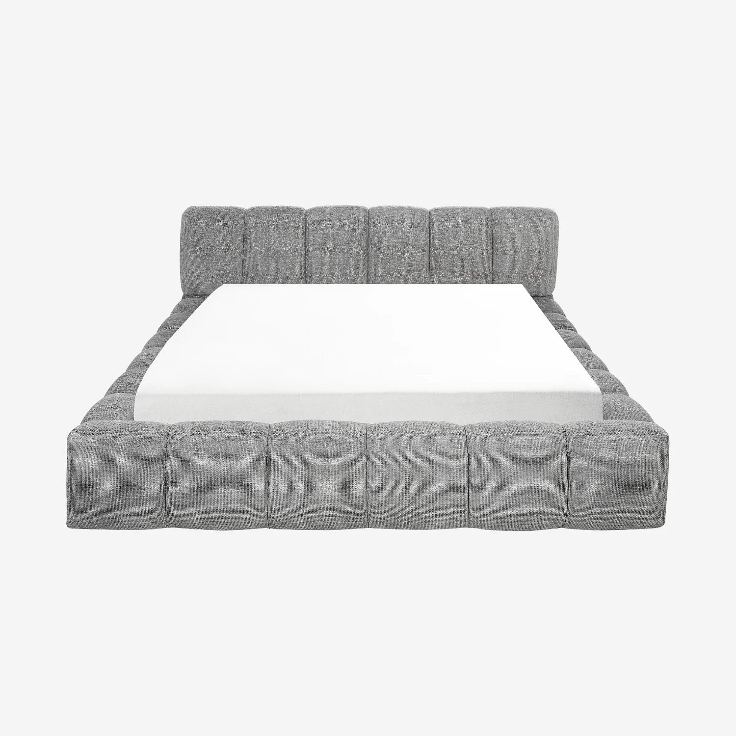 Lit coffre 180 x 200 cm en tissu chenille - Gris galet - 5