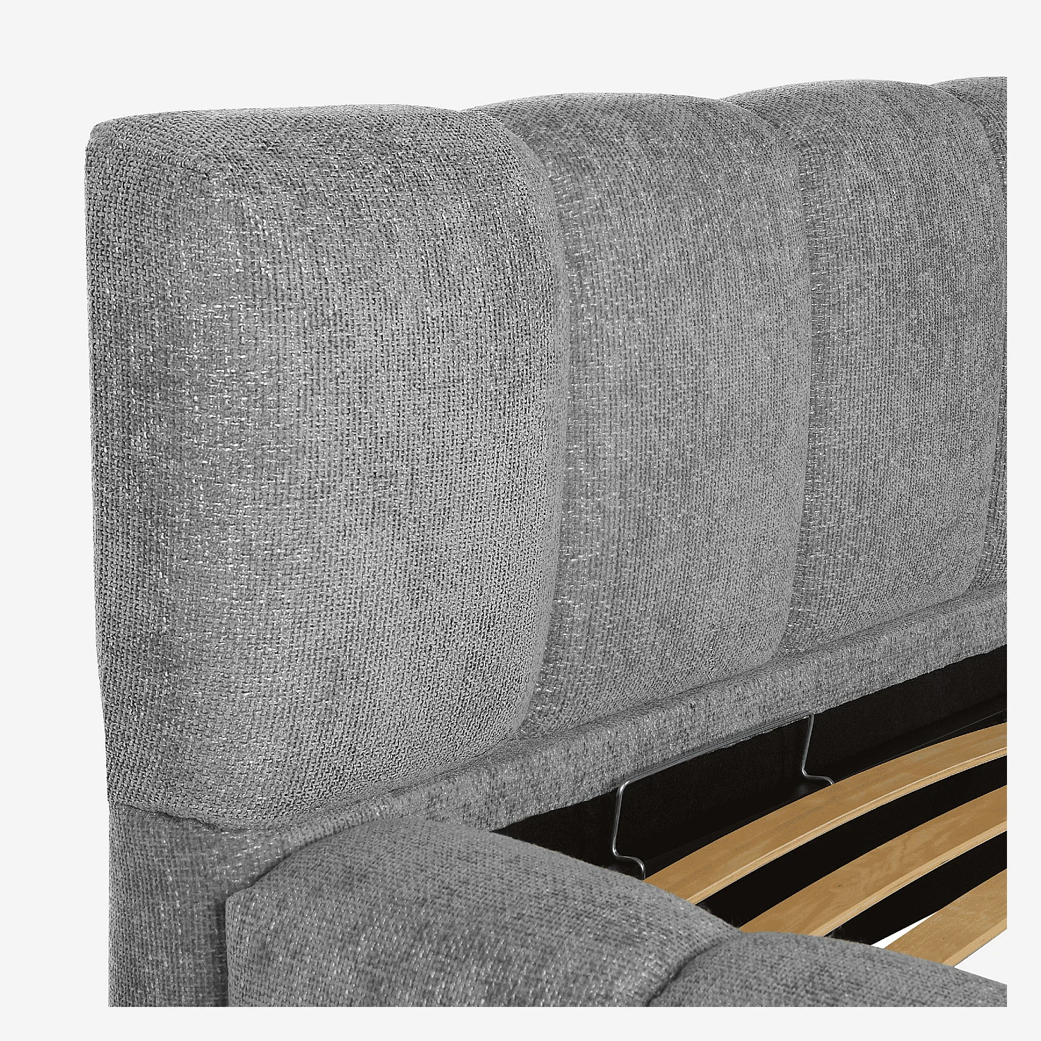 Lit coffre 180 x 200 cm en tissu chenille - Gris galet - 7