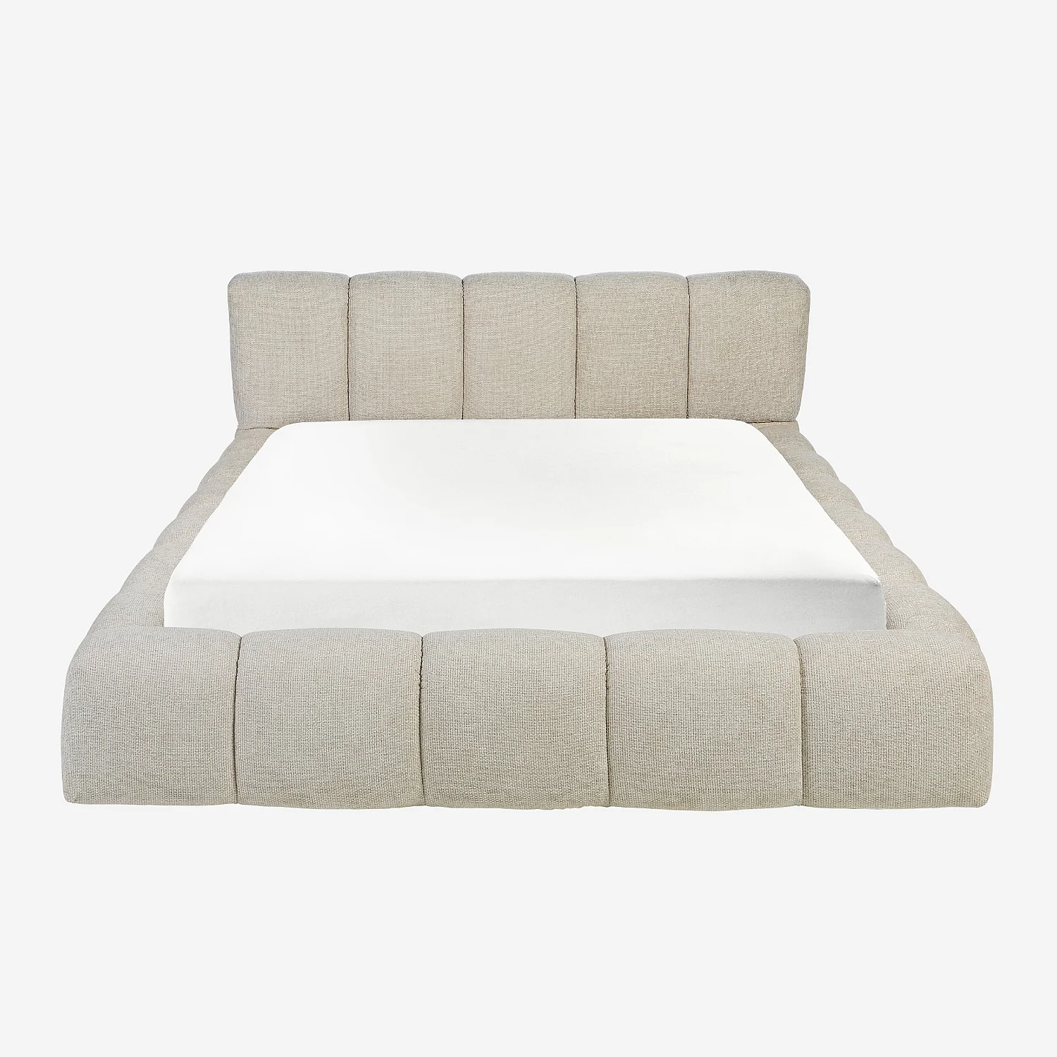 Lit coffre 160 x 200 cm en tissu chenille - Crème - 5