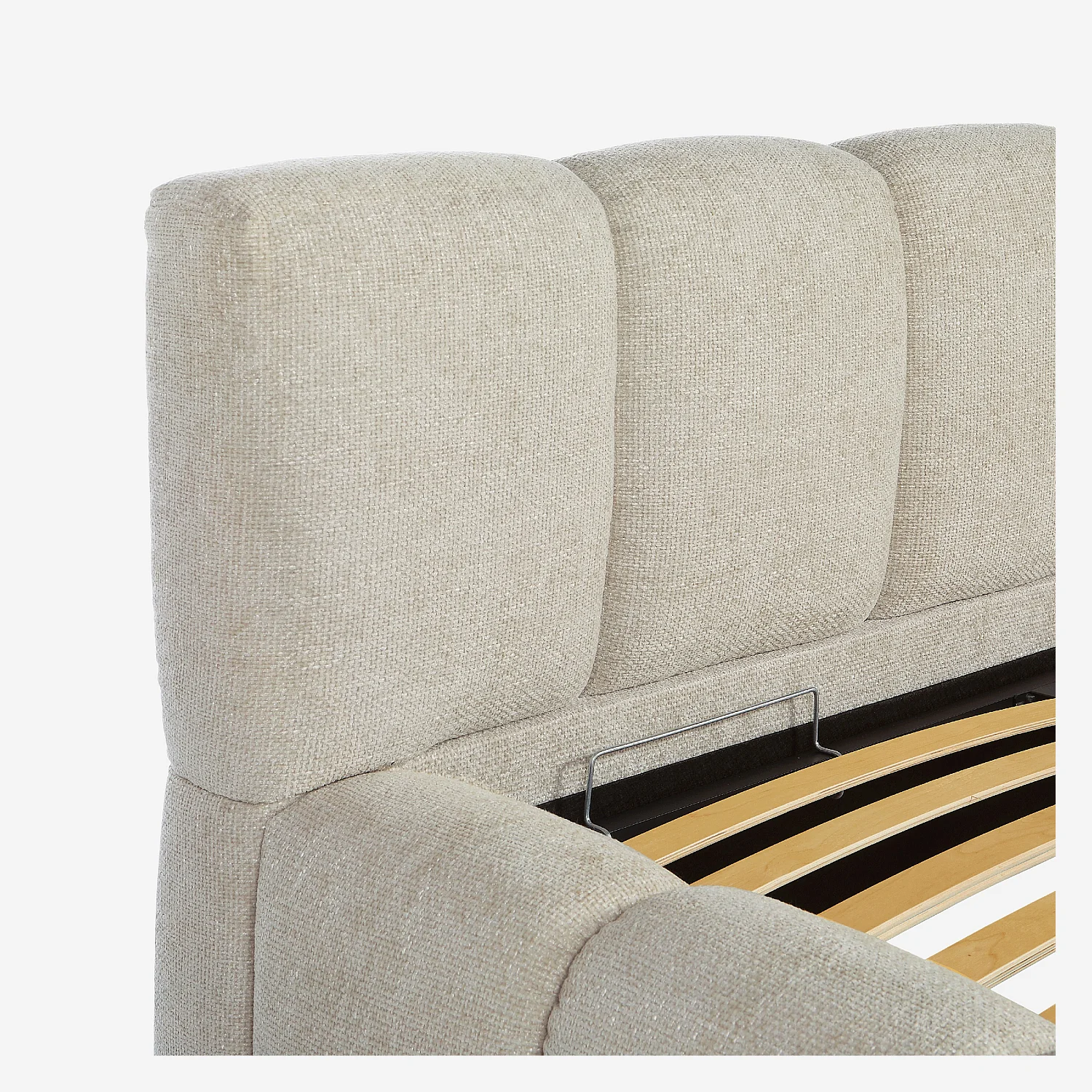 Lit coffre 160 x 200 cm en tissu chenille - Crème - 7