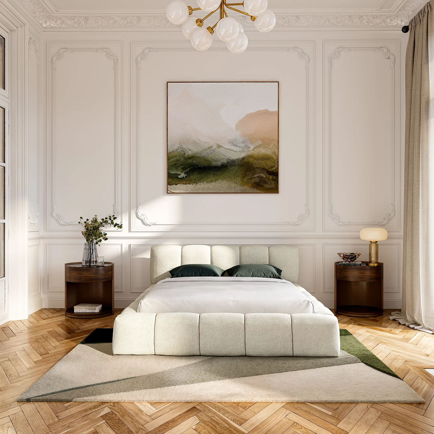 Opbergbed 160 x 200 cm in chenille stof - Crème - 9