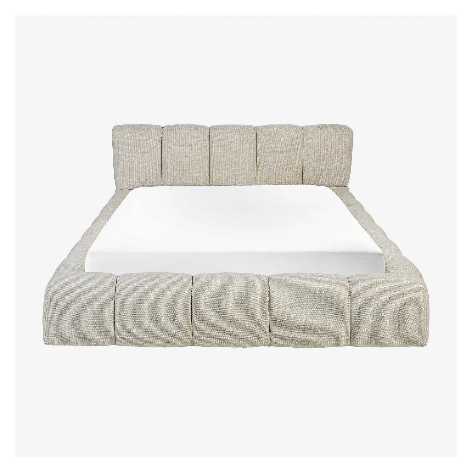 Lit coffre 160 x 200 cm en tissu chenille - Crème - 5