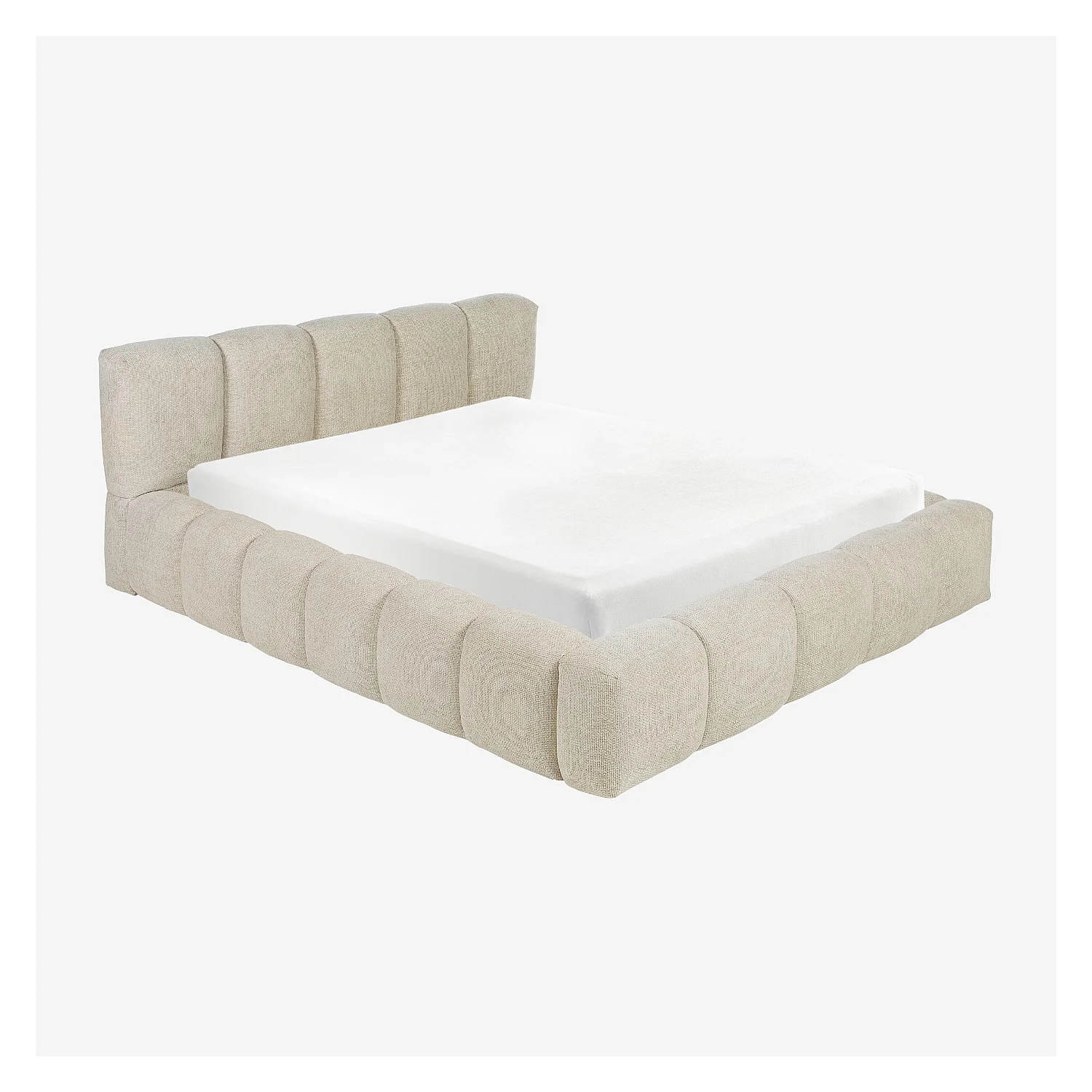 Lit coffre 160 x 200 cm en tissu chenille - Crème - 2