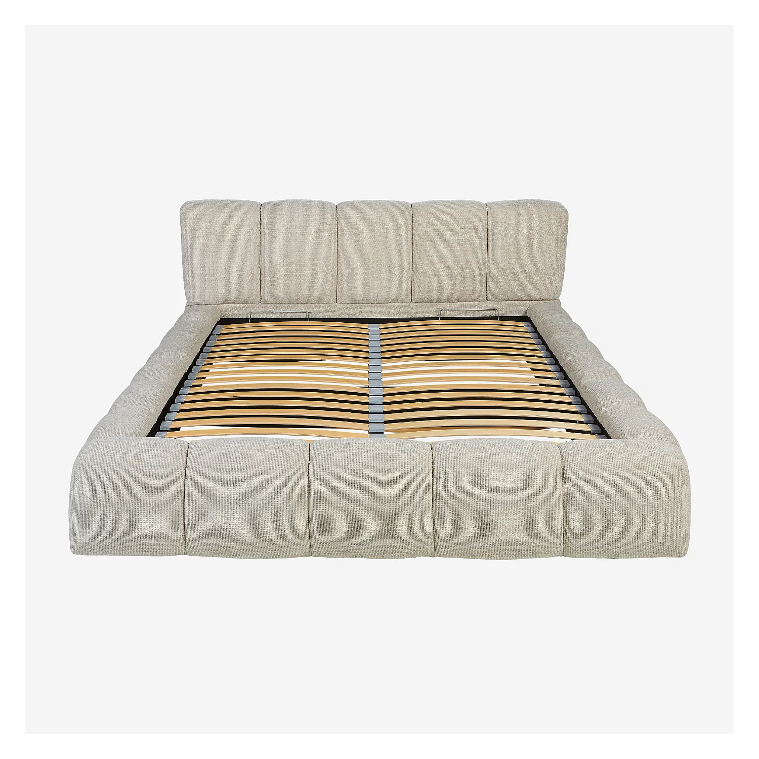 Lit coffre 160 x 200 cm en tissu chenille - Crème - 11