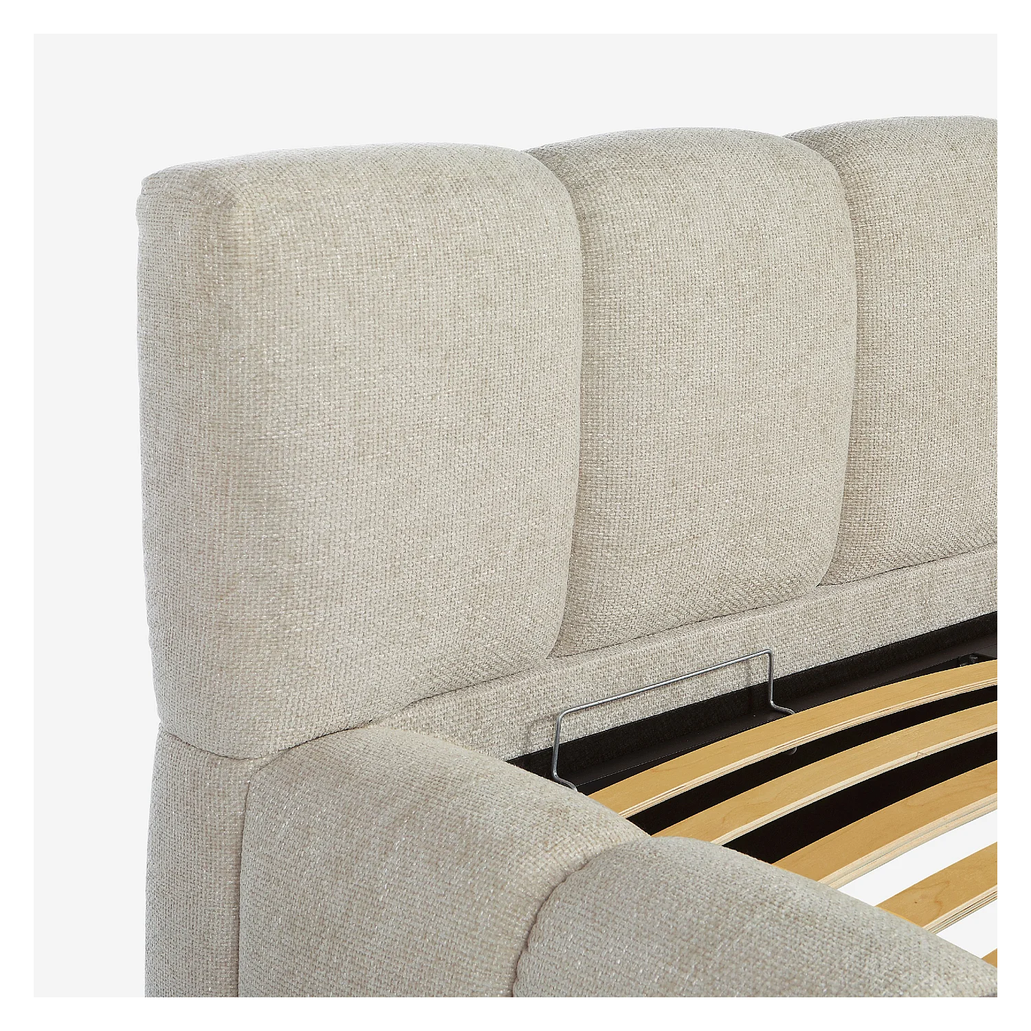 Lit coffre 160 x 200 cm en tissu chenille - Crème - 7