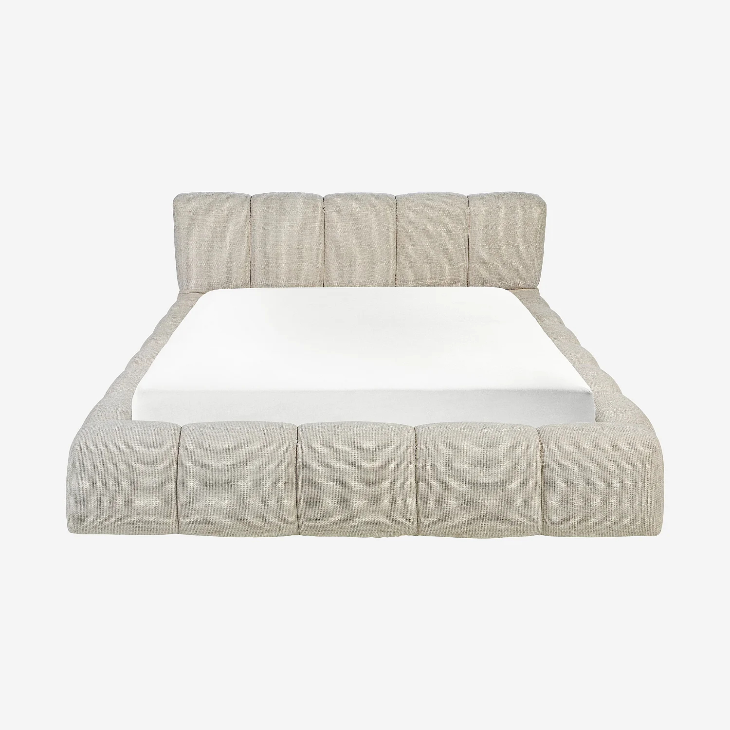 Opbergbed 160 x 200 cm in chenille stof - Crème - 5