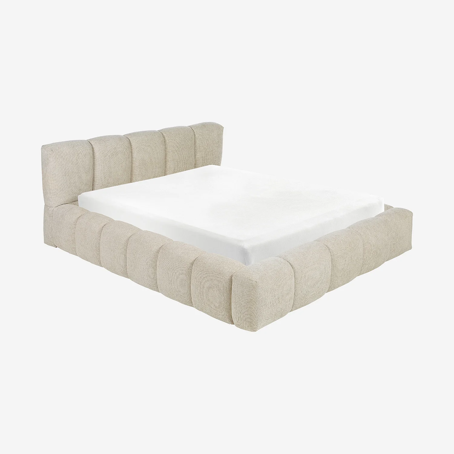 Opbergbed 160 x 200 cm in chenille stof - Crème - 2