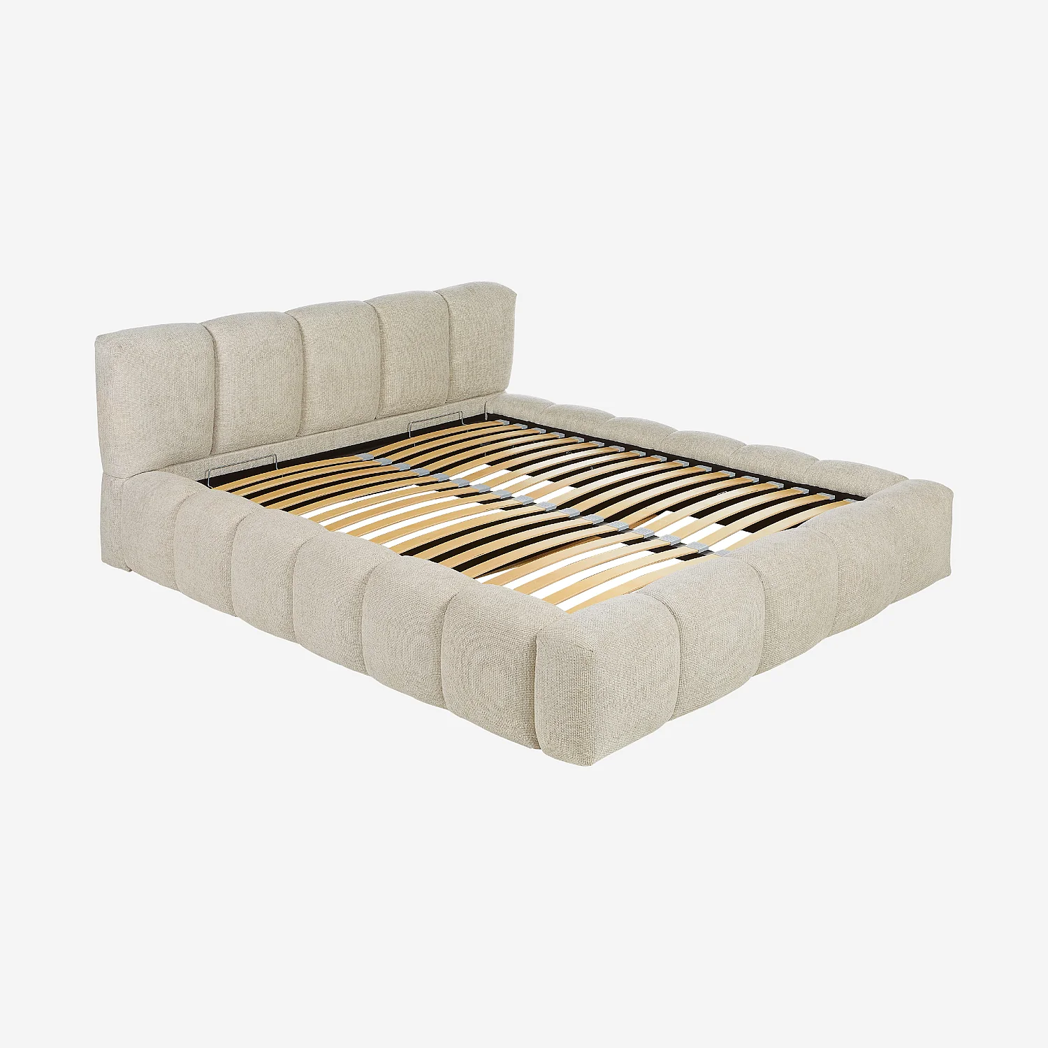 Opbergbed 160 x 200 cm in chenille stof - Crème - 13