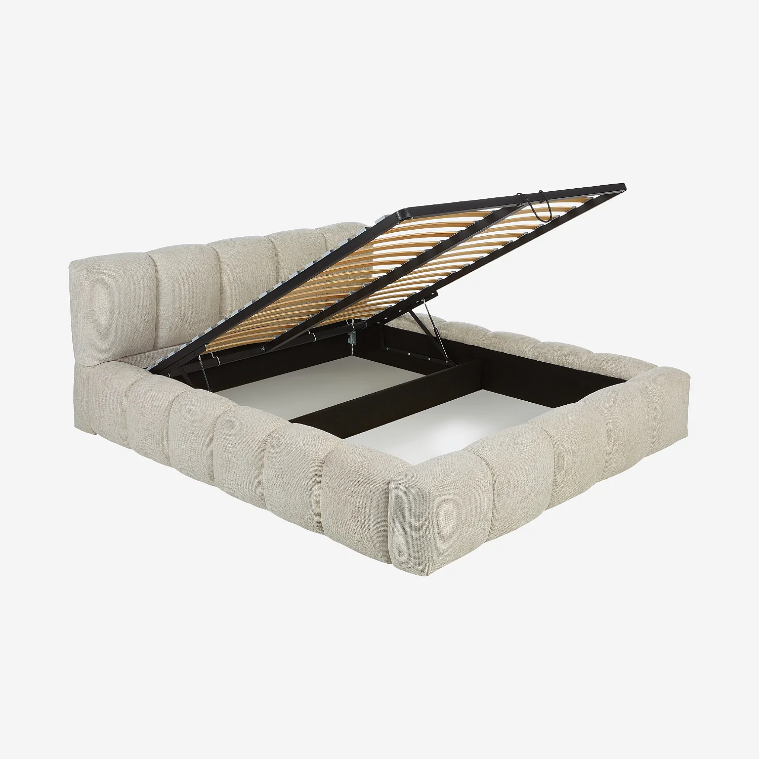 Opbergbed 160 x 200 cm in chenille stof - Crème - 4