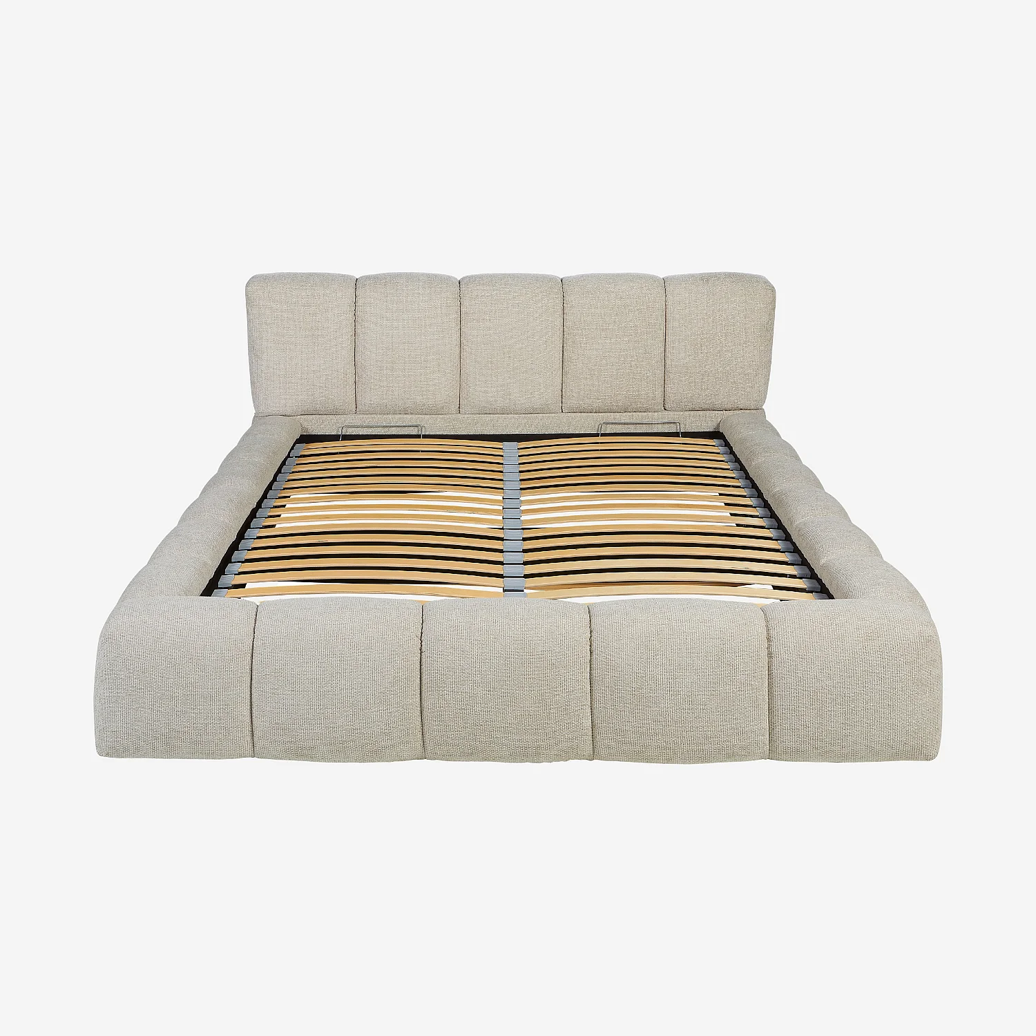 Opbergbed 160 x 200 cm in chenille stof - Crème - 11