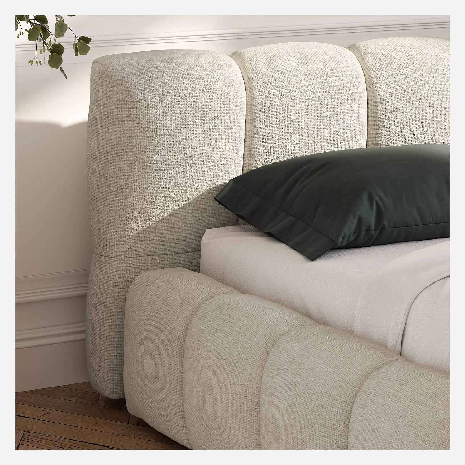 Letto contenitore 160 x 200 cm in tessuto di velluto - Crema - 6