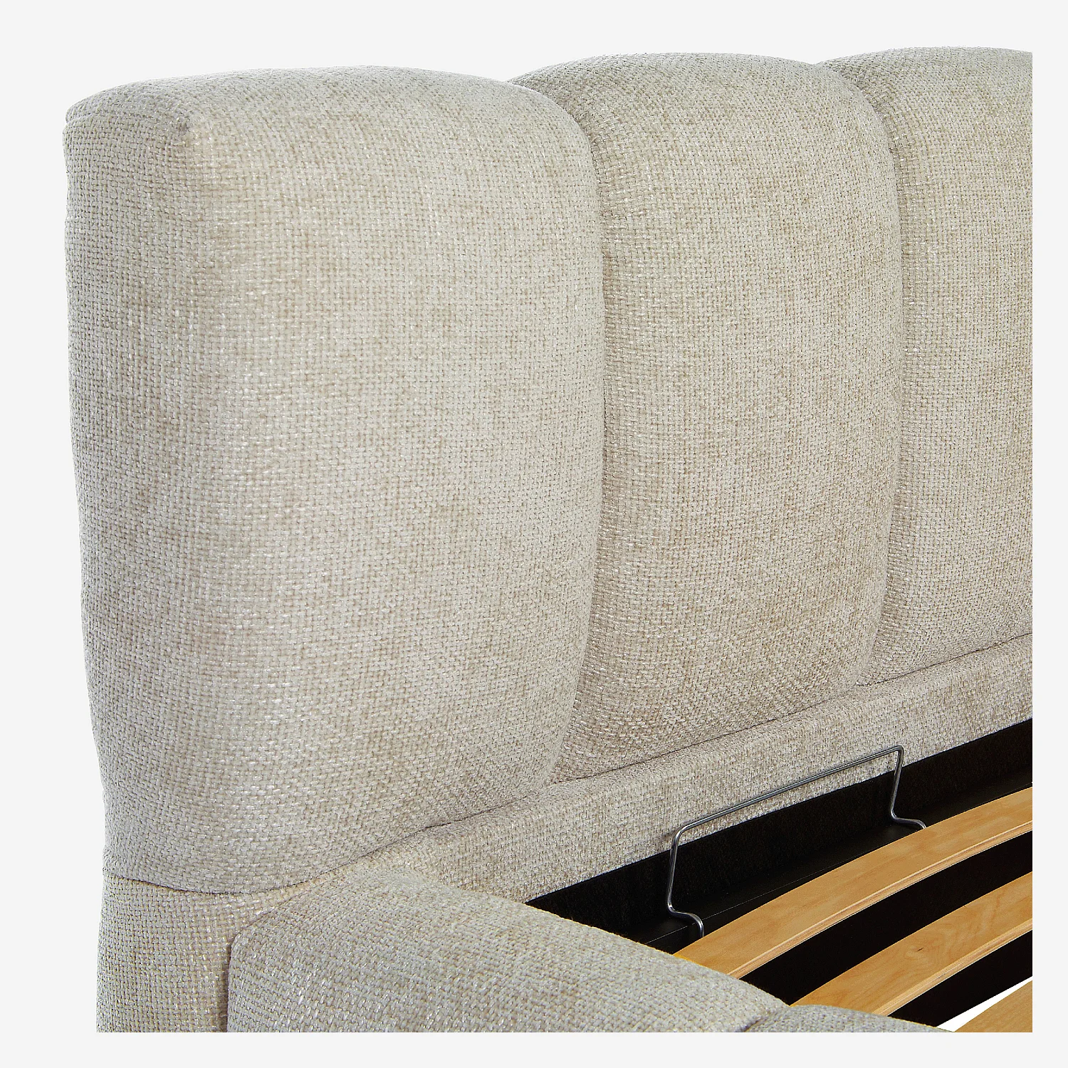 Lit coffre 180 x 200 cm en tissu chenille - Crème - 7