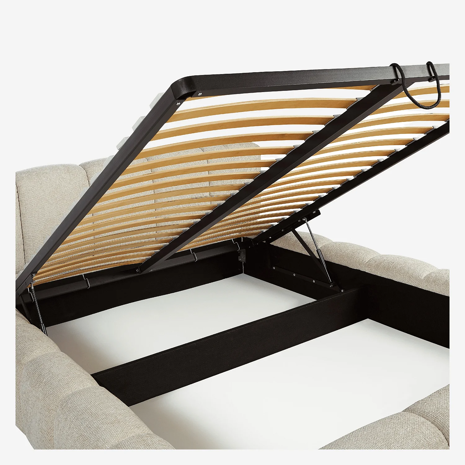 Lit coffre 180 x 200 cm en tissu chenille - Crème - 8