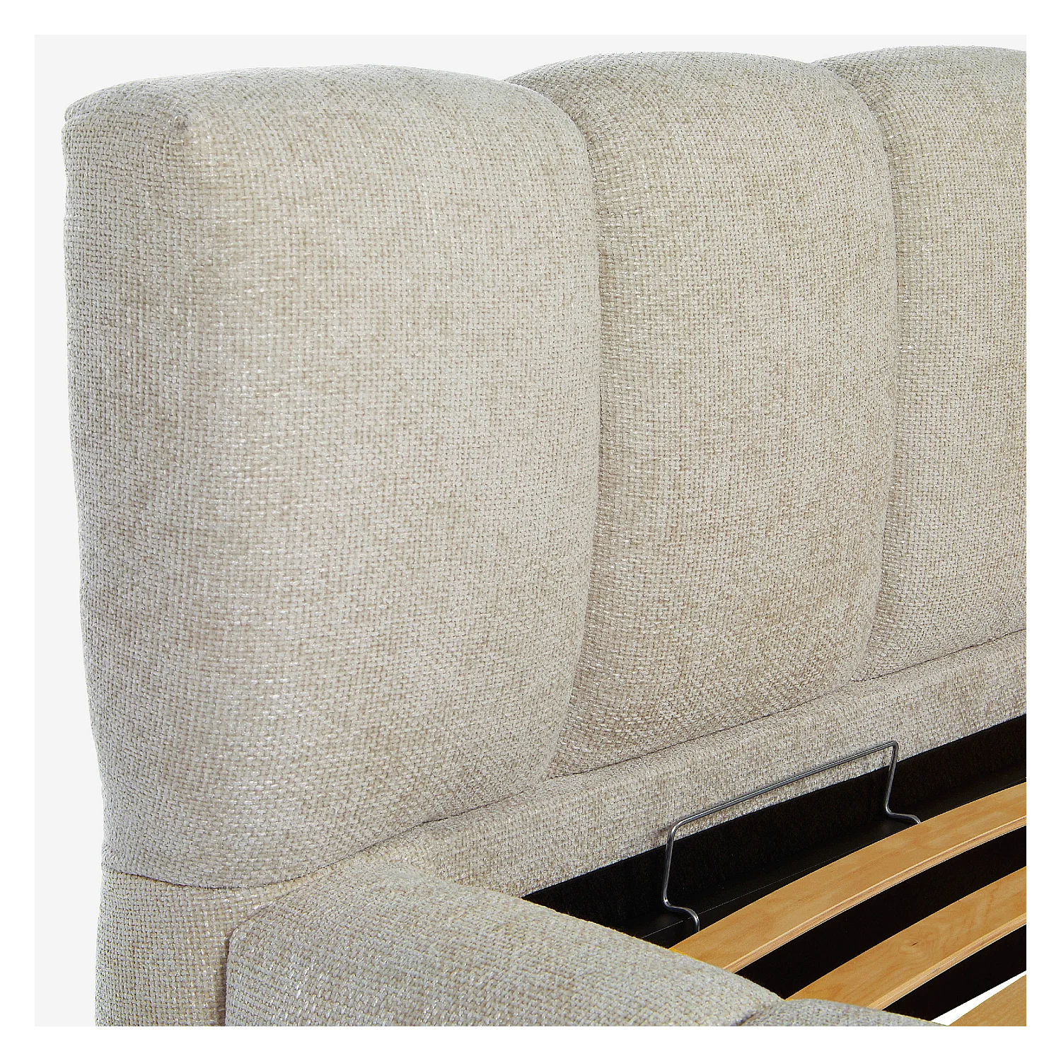 Lit coffre 180 x 200 cm en tissu chenille - Crème - 7