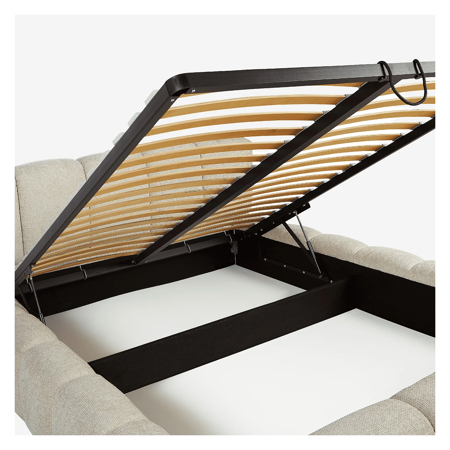 Lit coffre 180 x 200 cm en tissu chenille - Crème - 8