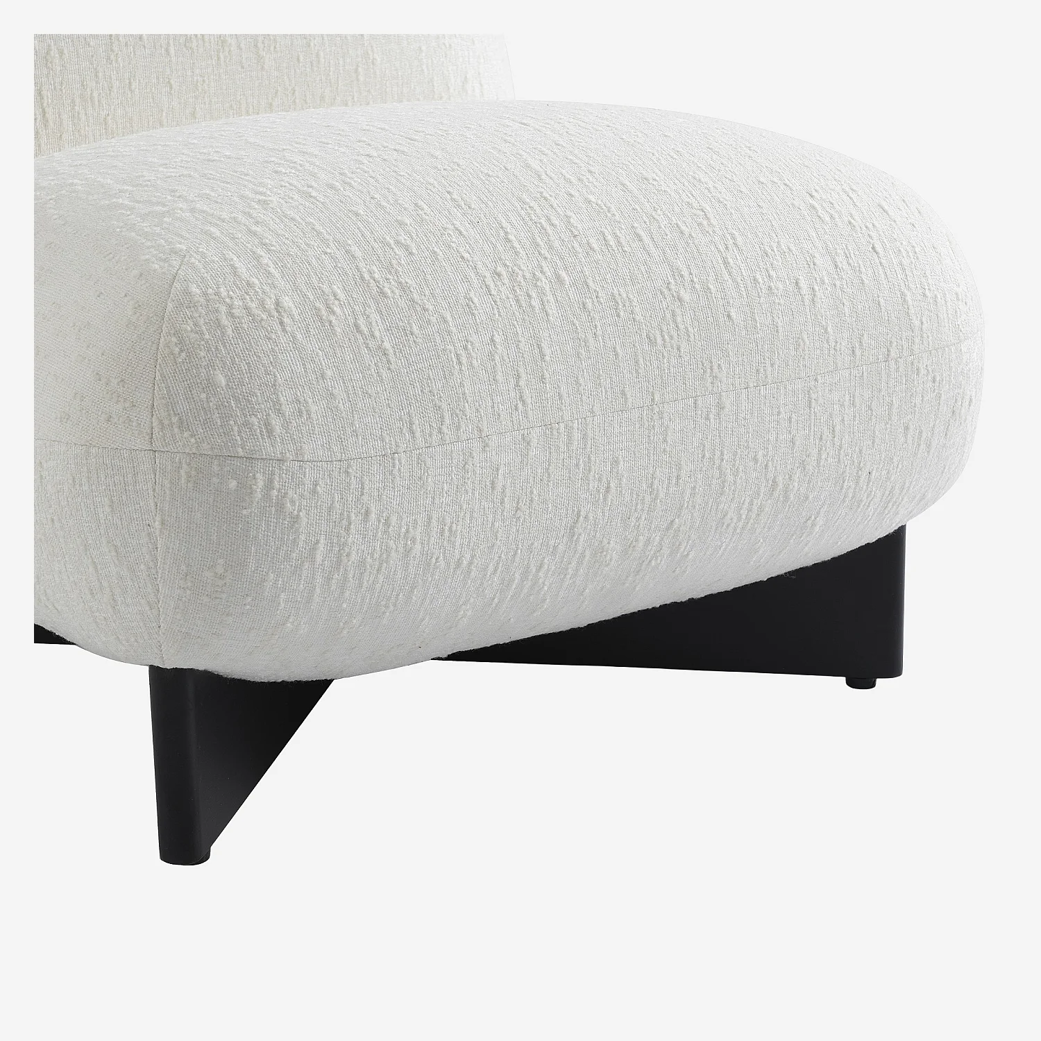 Fauteuil van gestructureerde stof en massief hout - Ecru - 2