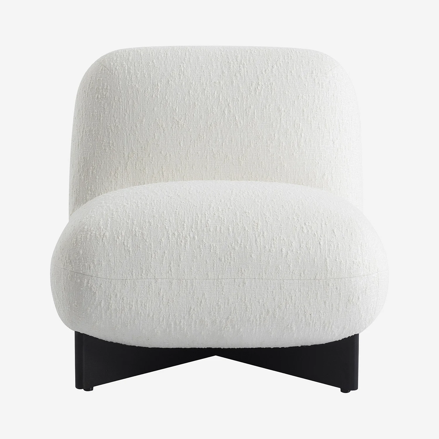 Fauteuil van gestructureerde stof en massief hout - Ecru - 3