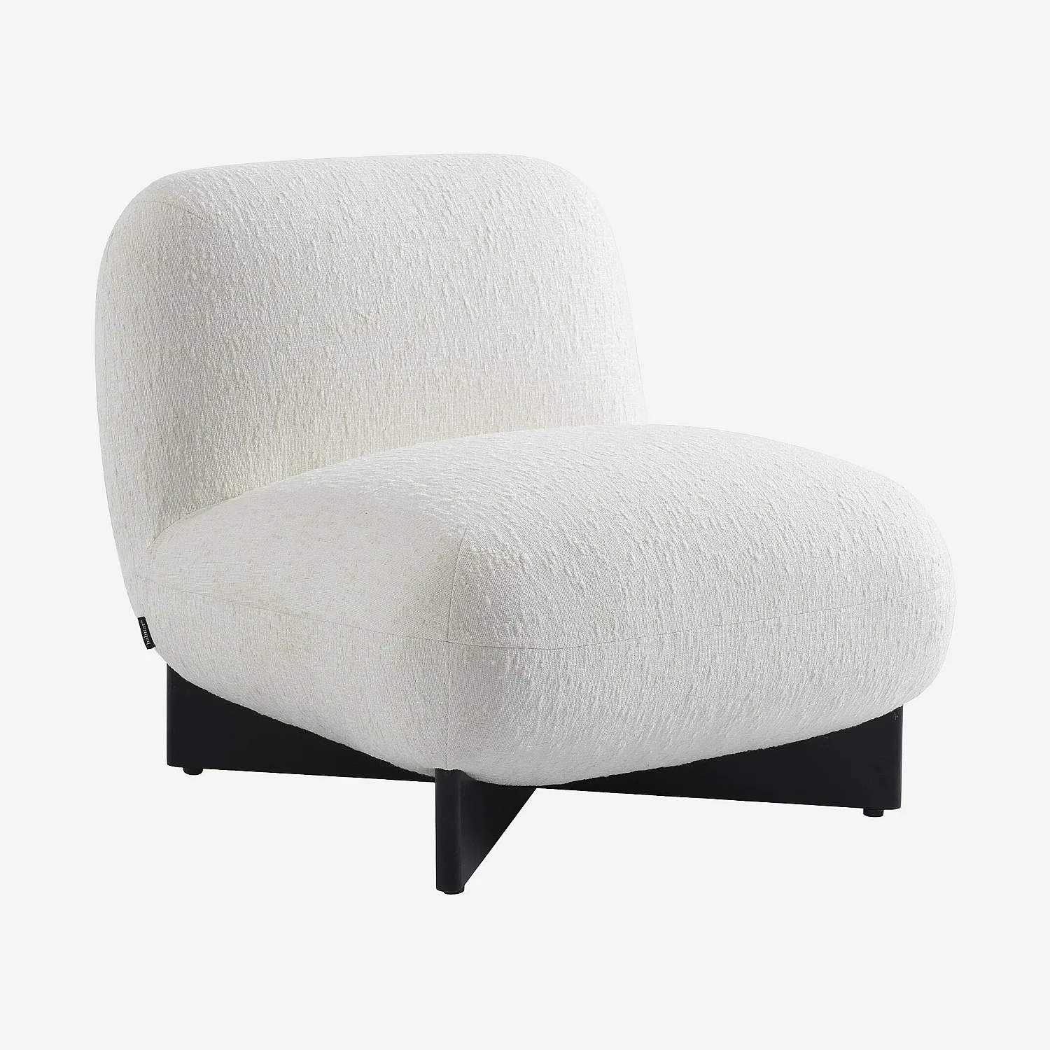 Fauteuil van gestructureerde stof en massief hout - Ecru - 4