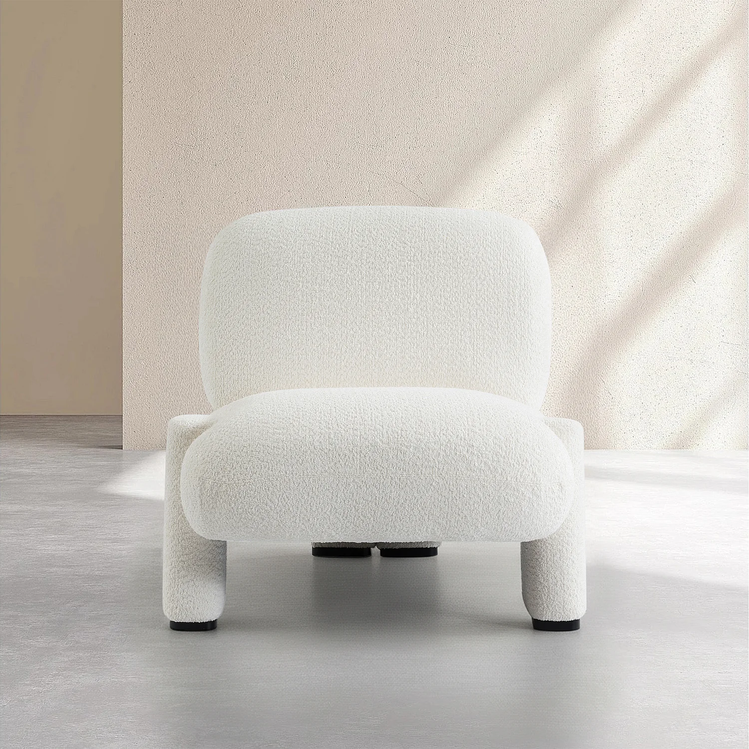 Fauteuil van bouclé stof - Wit - 1