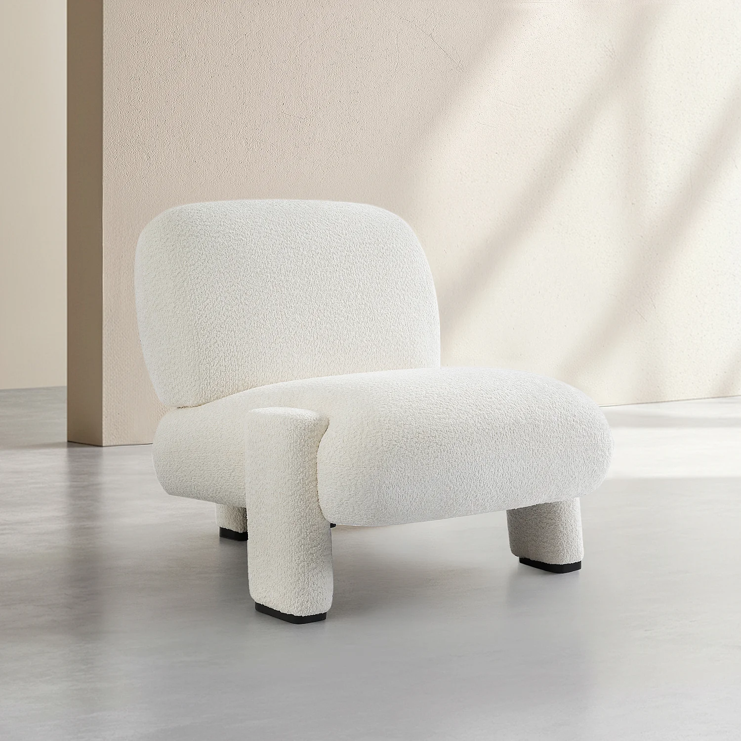Fauteuil van bouclé stof - Wit - 2