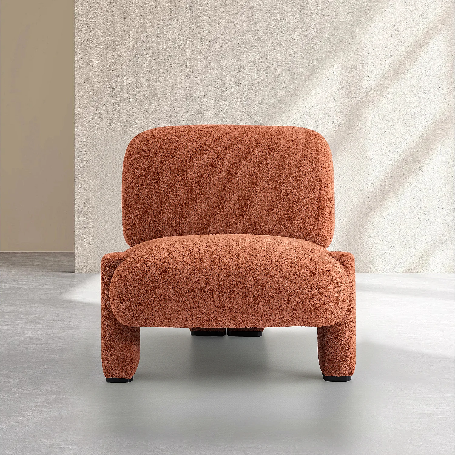 Fauteuil van bouclé stof - Terracotta - 1