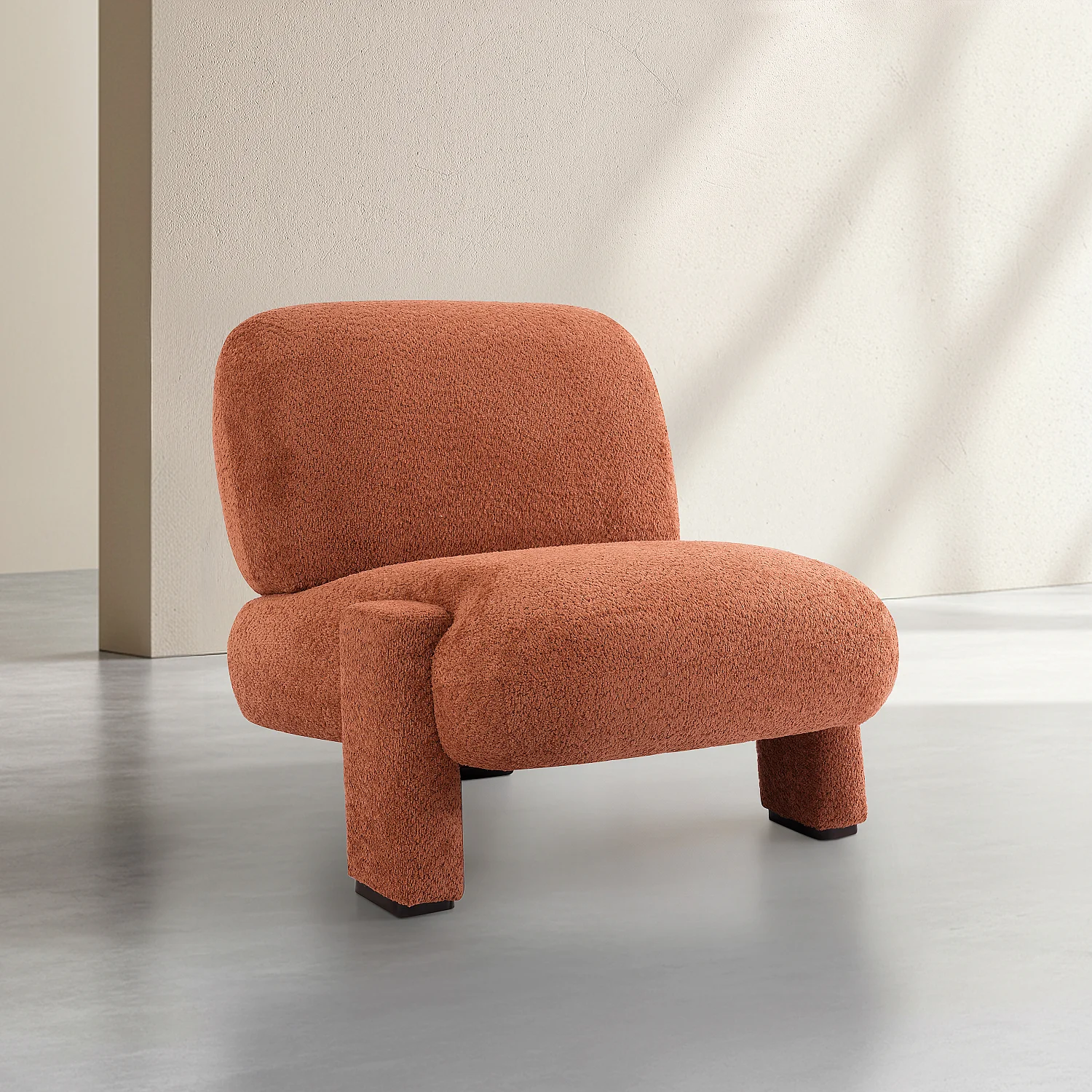 Fauteuil van bouclé stof - Terracotta - 2