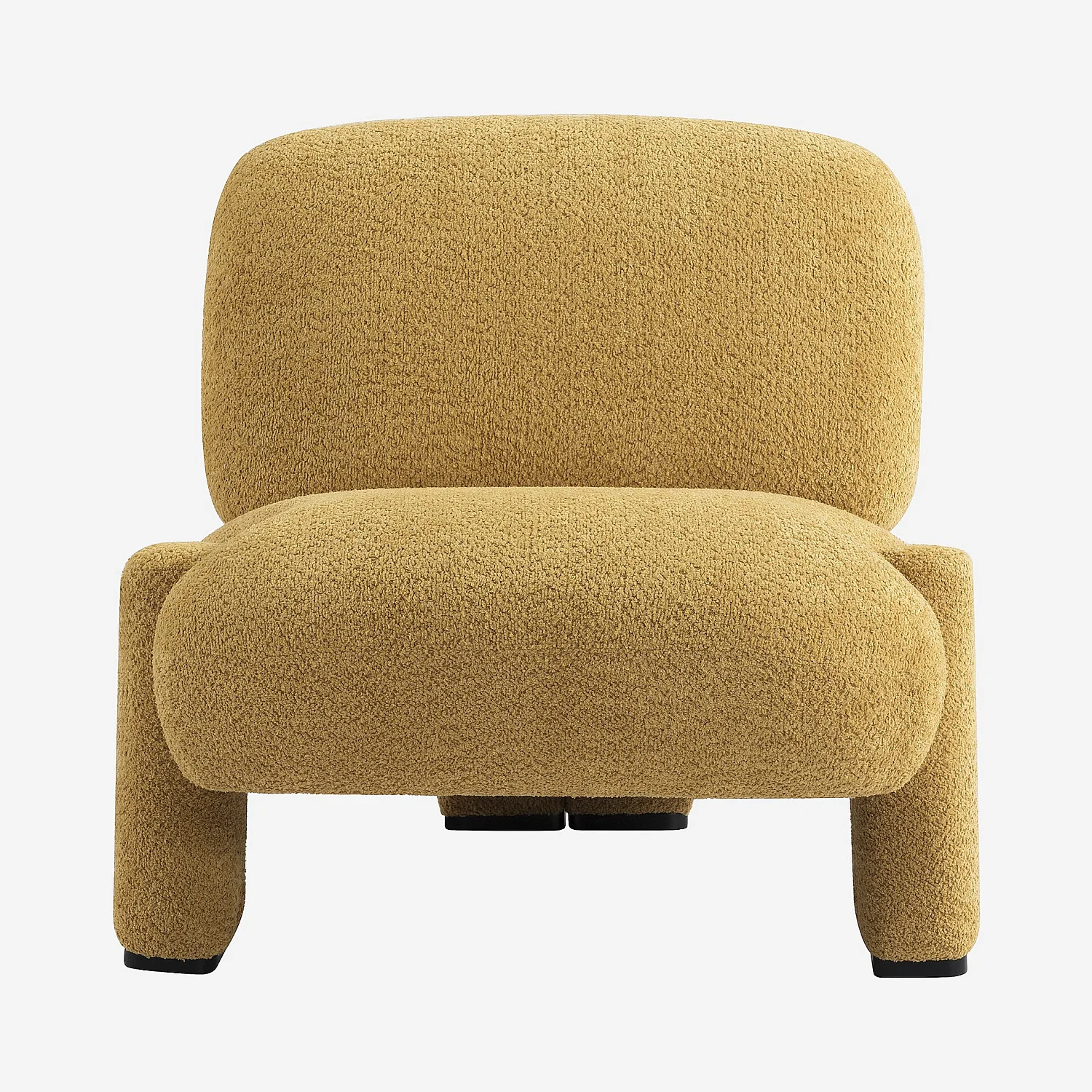 Fauteuil van bouclé stof - Honing - 1