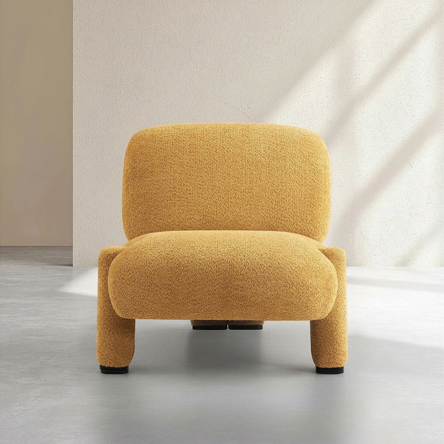Fauteuil van bouclé stof - Honing - 1