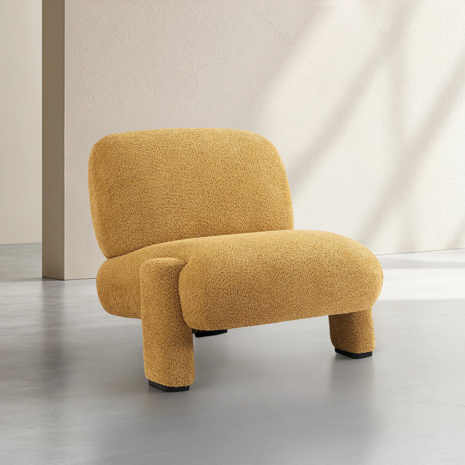 Fauteuil van bouclé stof - Honing - 2