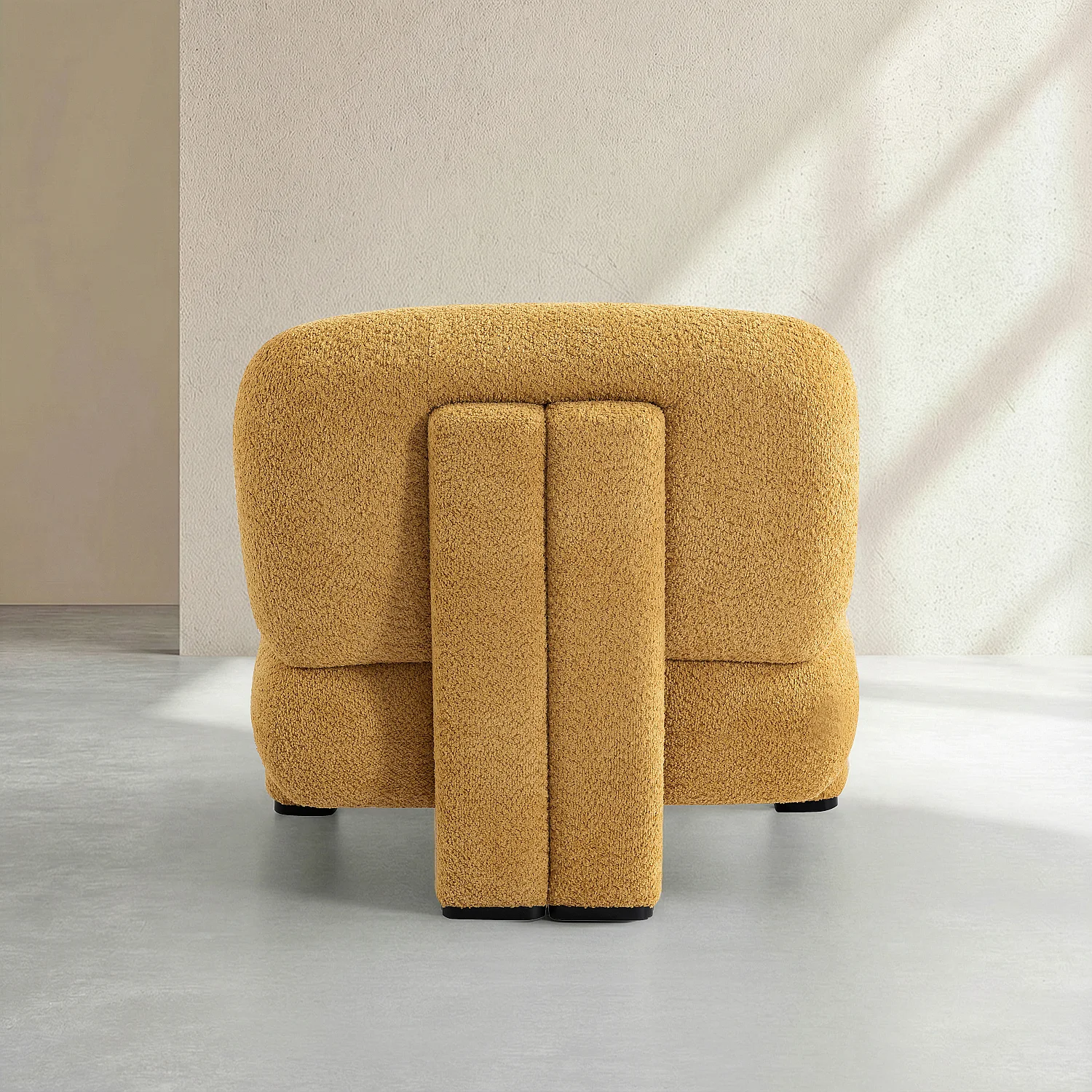 Fauteuil van bouclé stof - Honing - 3