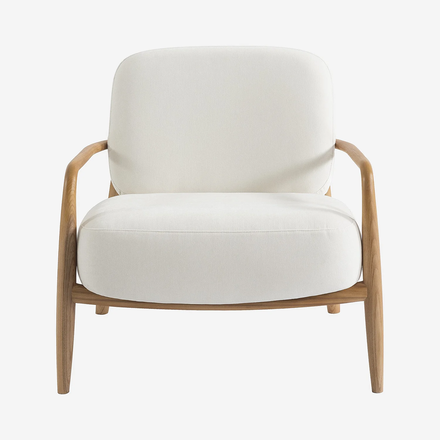 Fauteuil van stof en massief hout - Ecru - 1