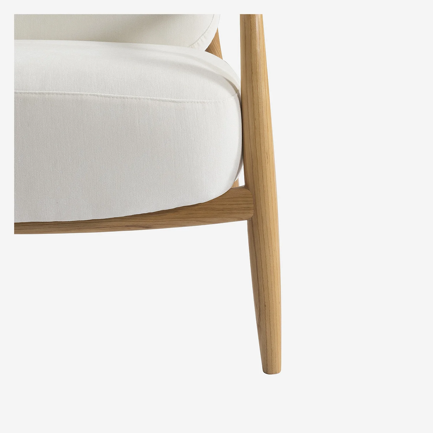 Fauteuil van stof en massief hout - Ecru - 2