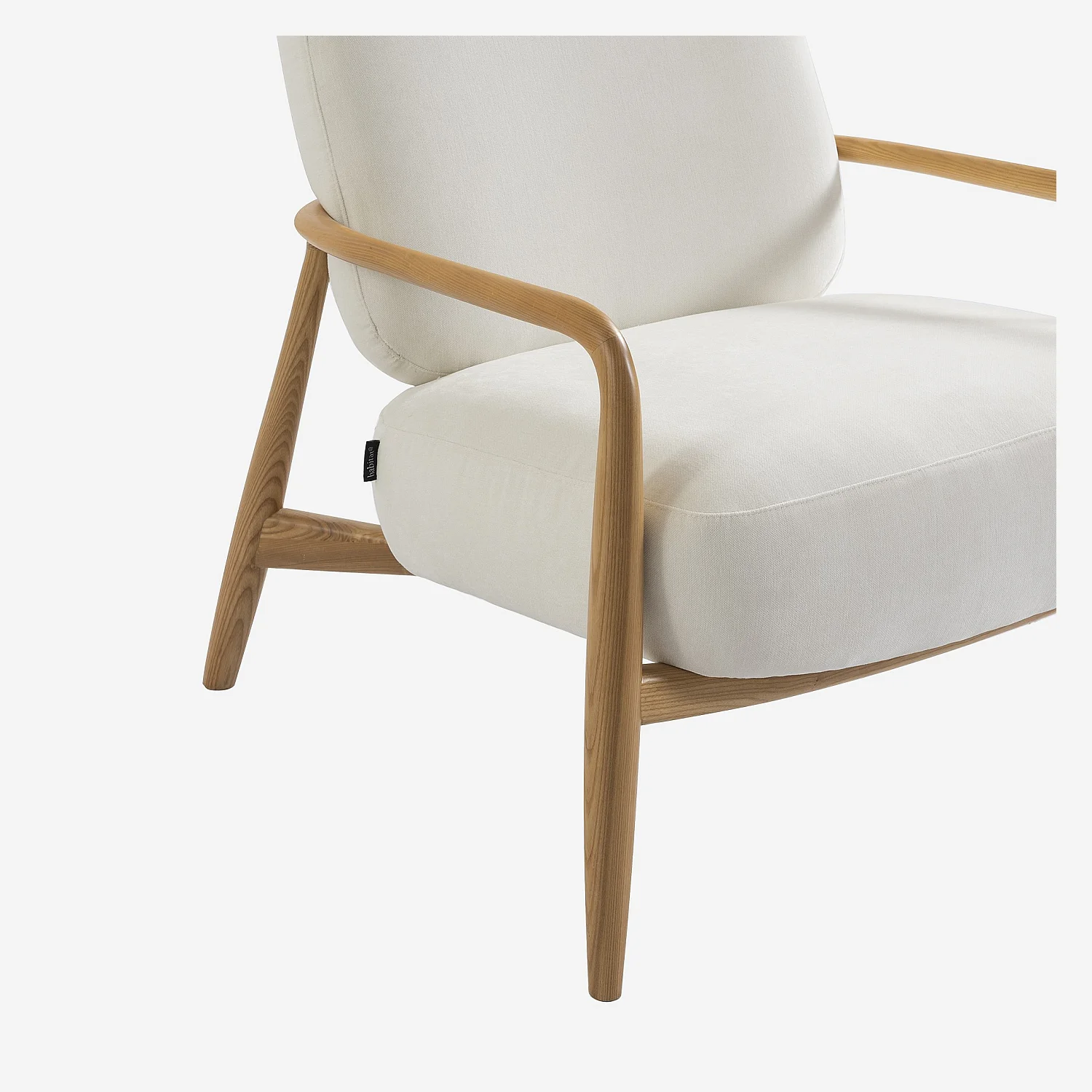 Fauteuil van stof en massief hout - Ecru - 5