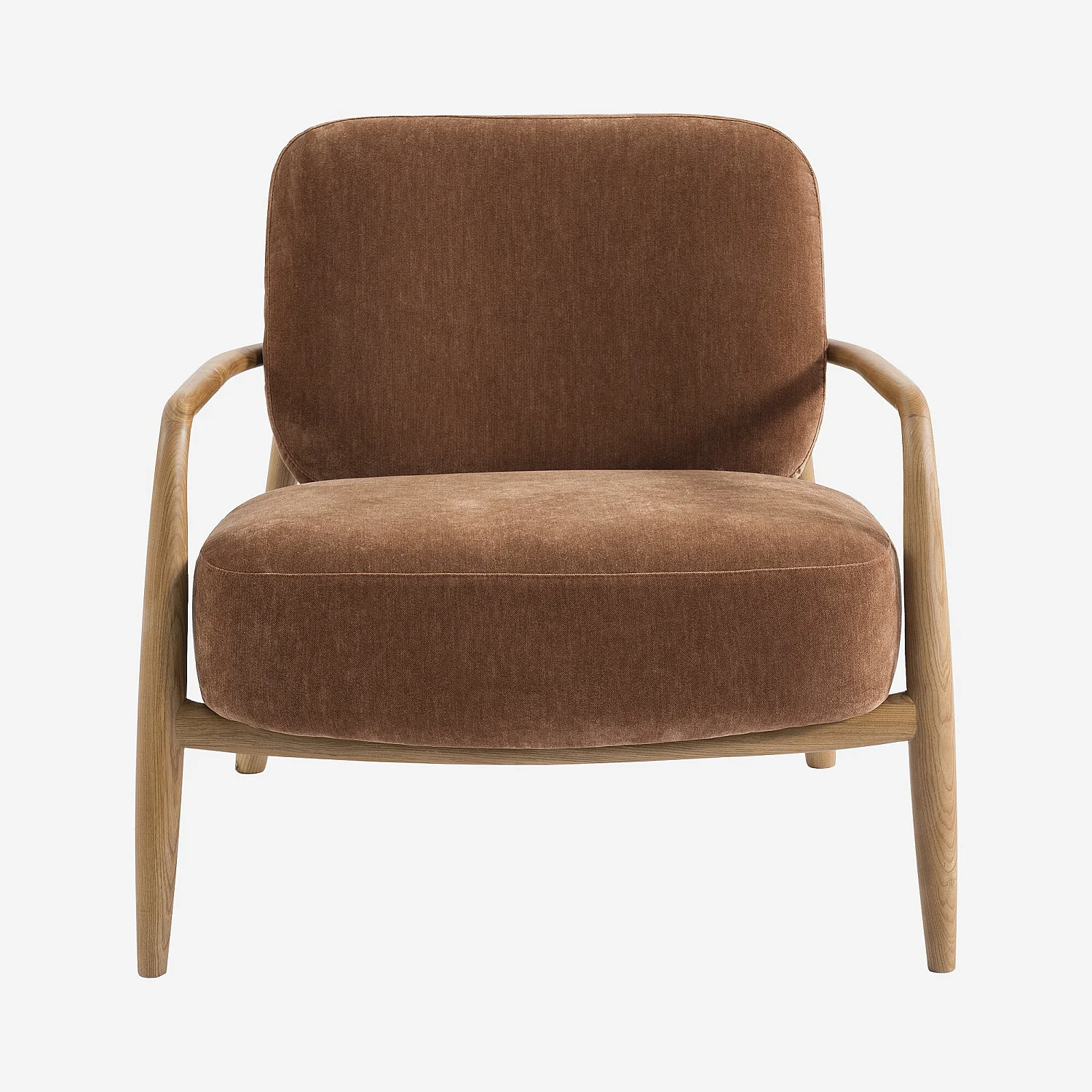 Fauteuil van stof en massief hout - Koperbruin - 1