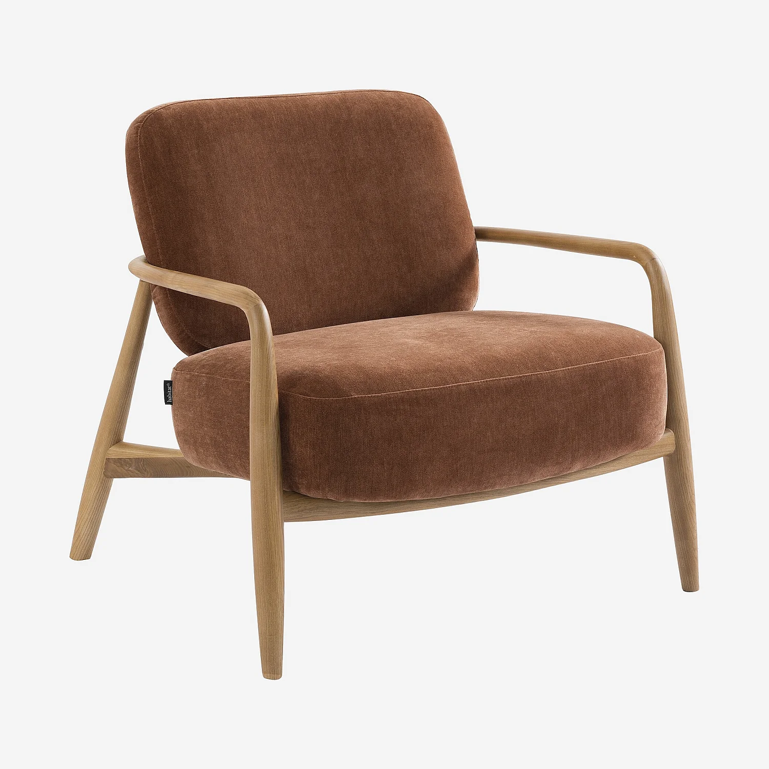 Fauteuil van stof en massief hout - Koperbruin - 3