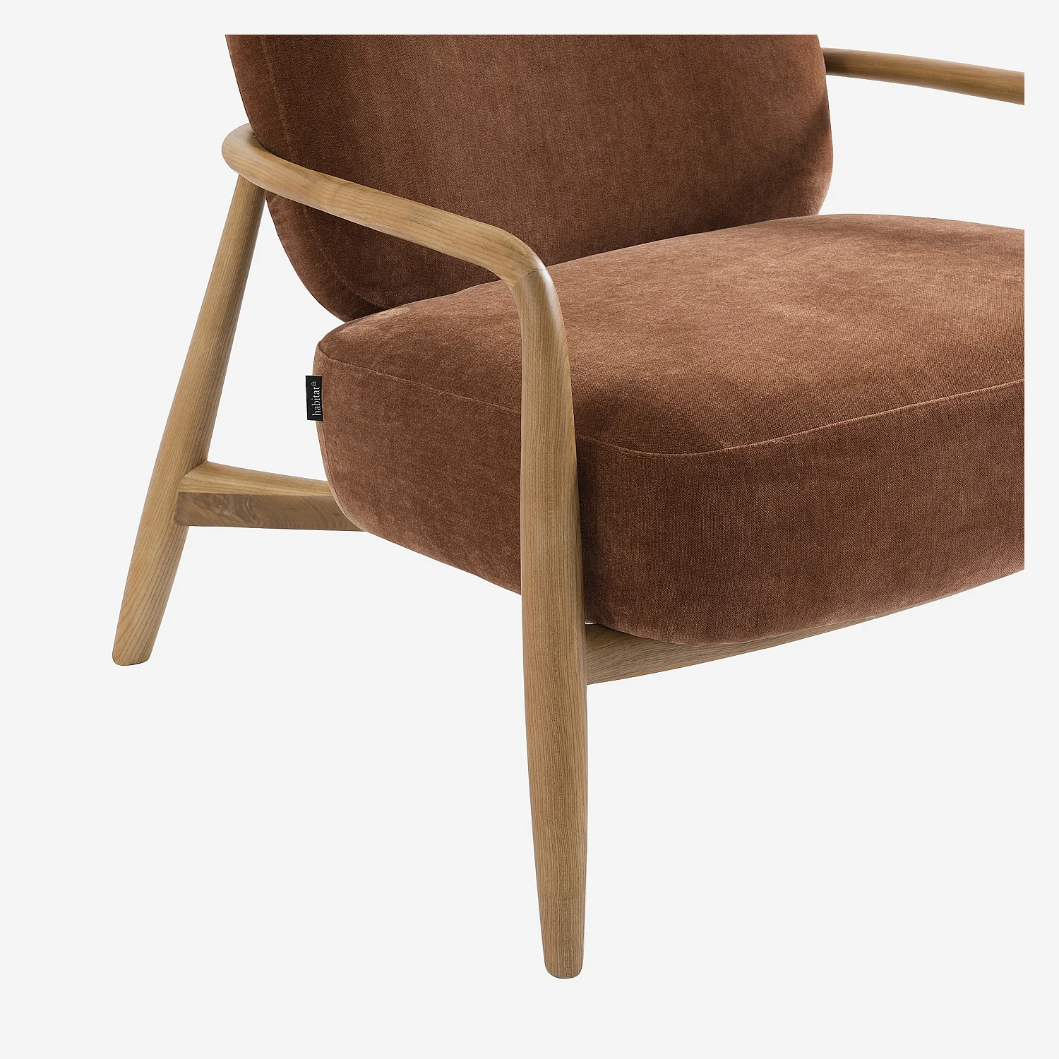 Fauteuil van stof en massief hout - Koperbruin - 5