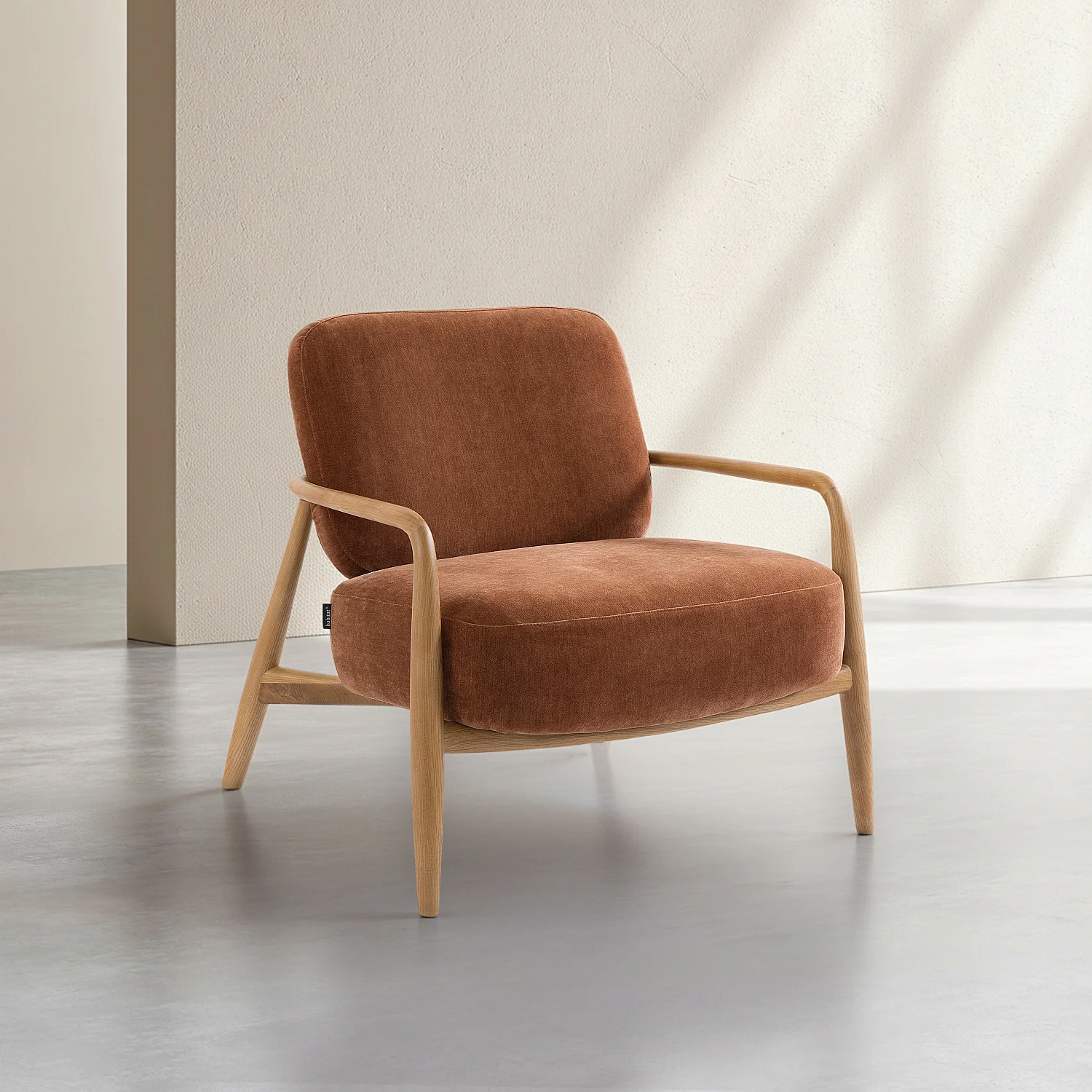 Sessel aus Stoff und Massivholz - Kupferbraun - 2