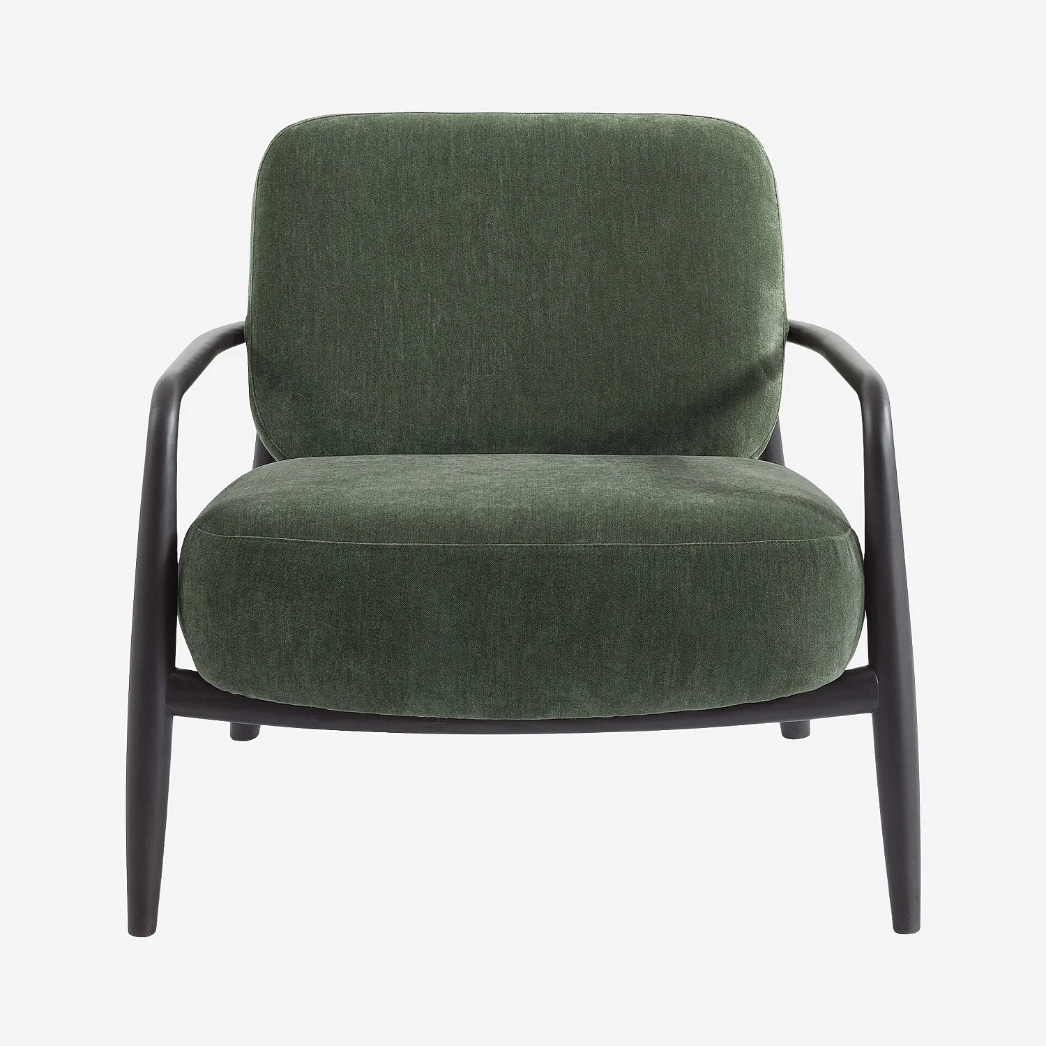 Fauteuil van stof en massief hout - Kaki groen - 1