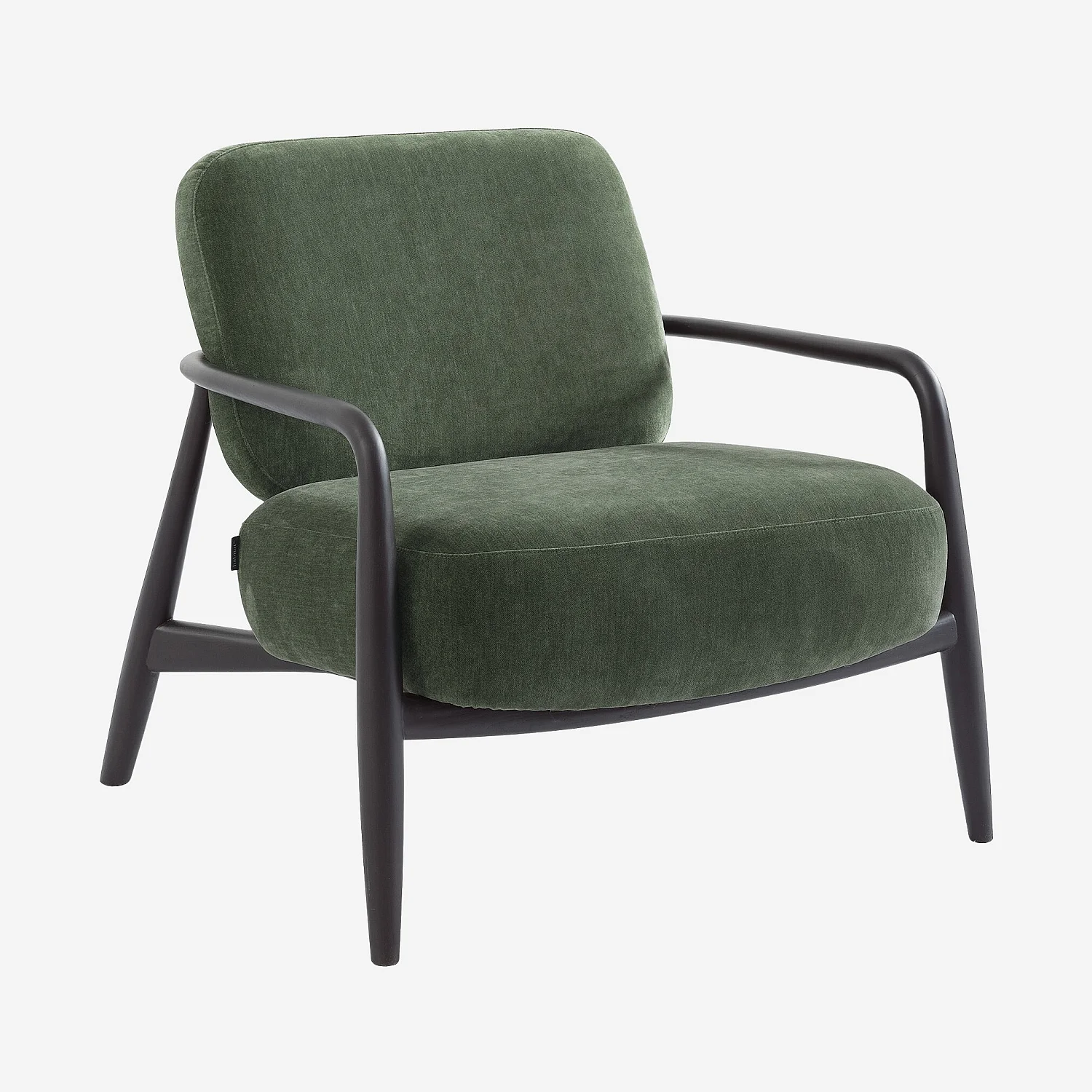 Fauteuil van stof en massief hout - Kaki groen - 3