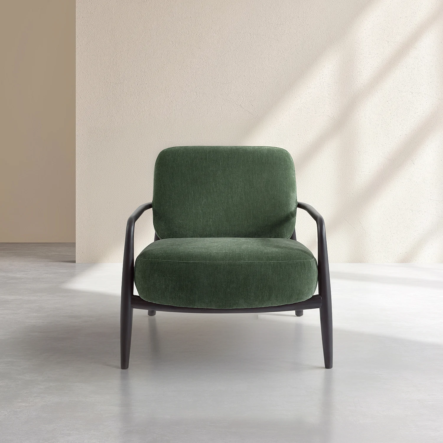 Sessel aus Stoff und Massivholz - Khakigrün - 1