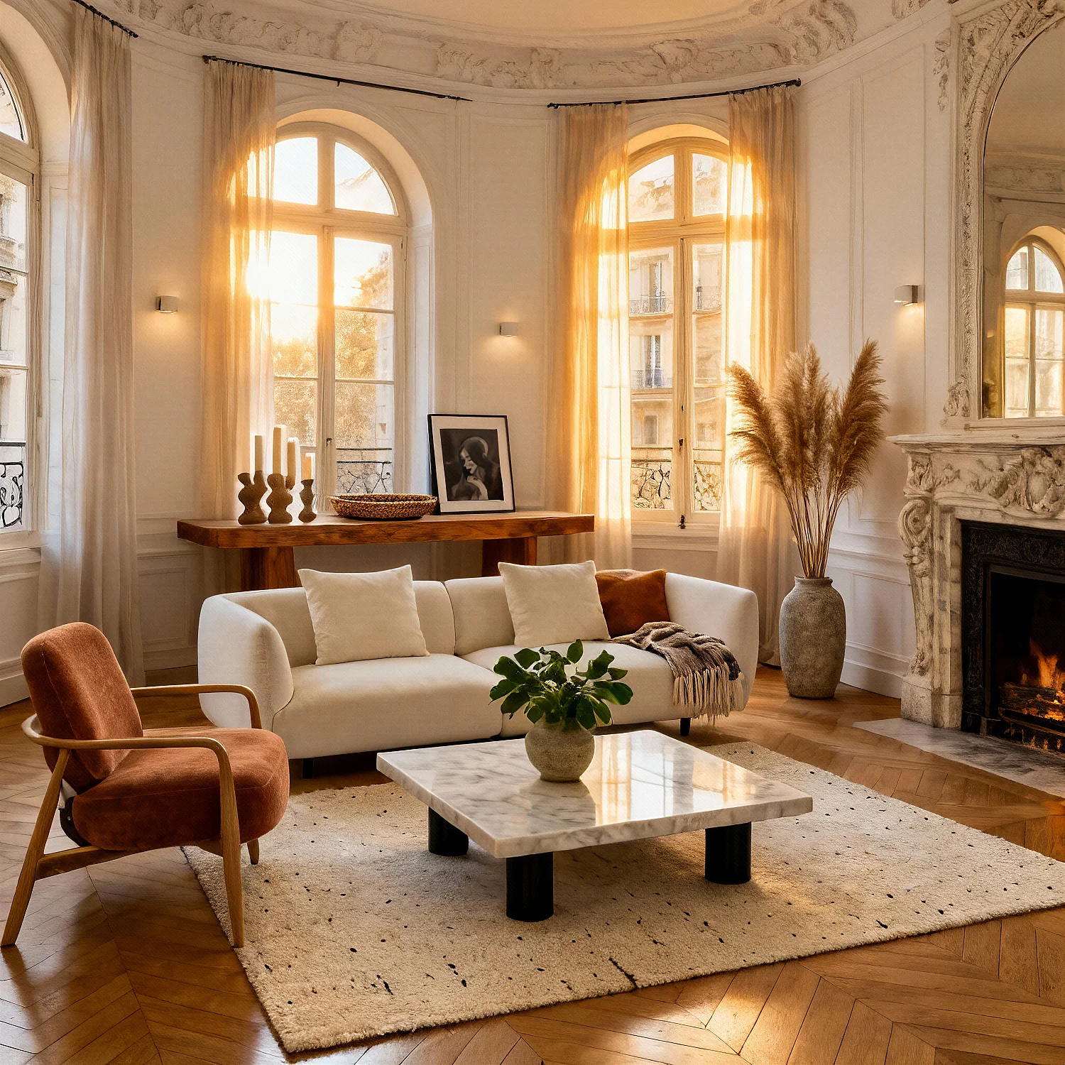 Divano 4 posti in tessuto - Ecrù - 6