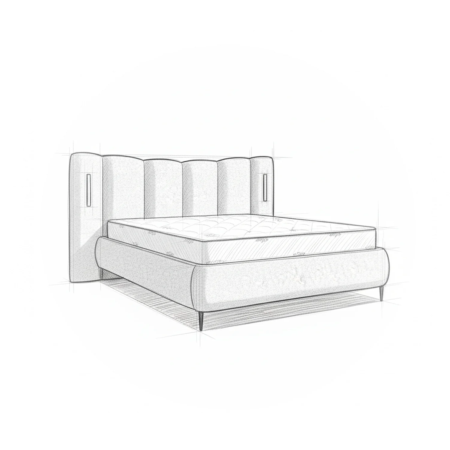 Opbergbed 160 x 200 cm van gestructureerde stof met geïntegreerde LED’s - Gemêleerd blauw - 10